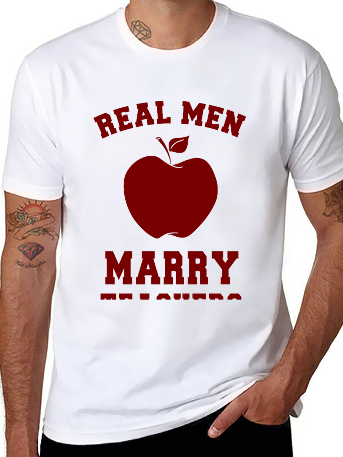 Real Men Marry Teachers Graphic Tee - Black
