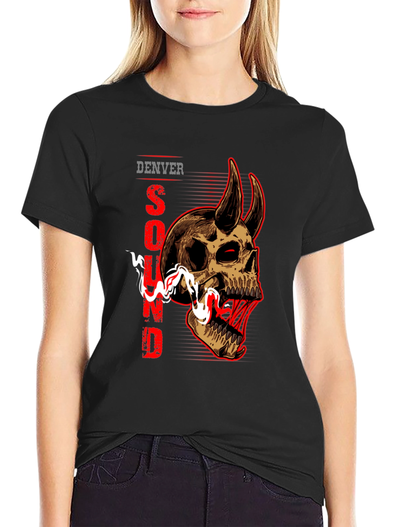 Denver Sound Skull Graphic Tee - Mens Black T-Shirt