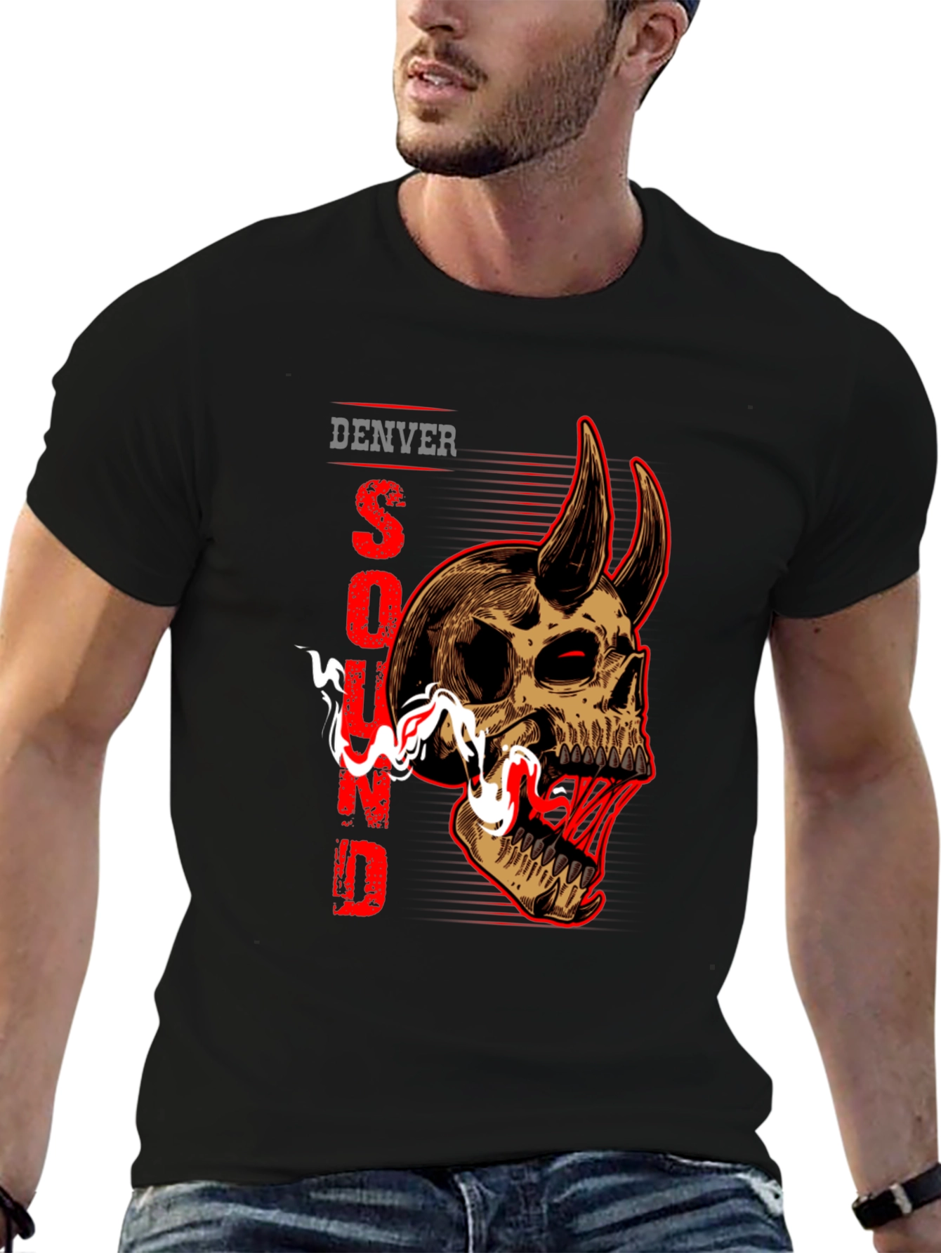 Denver Sound Skull Graphic Tee - Mens Black T-Shirt