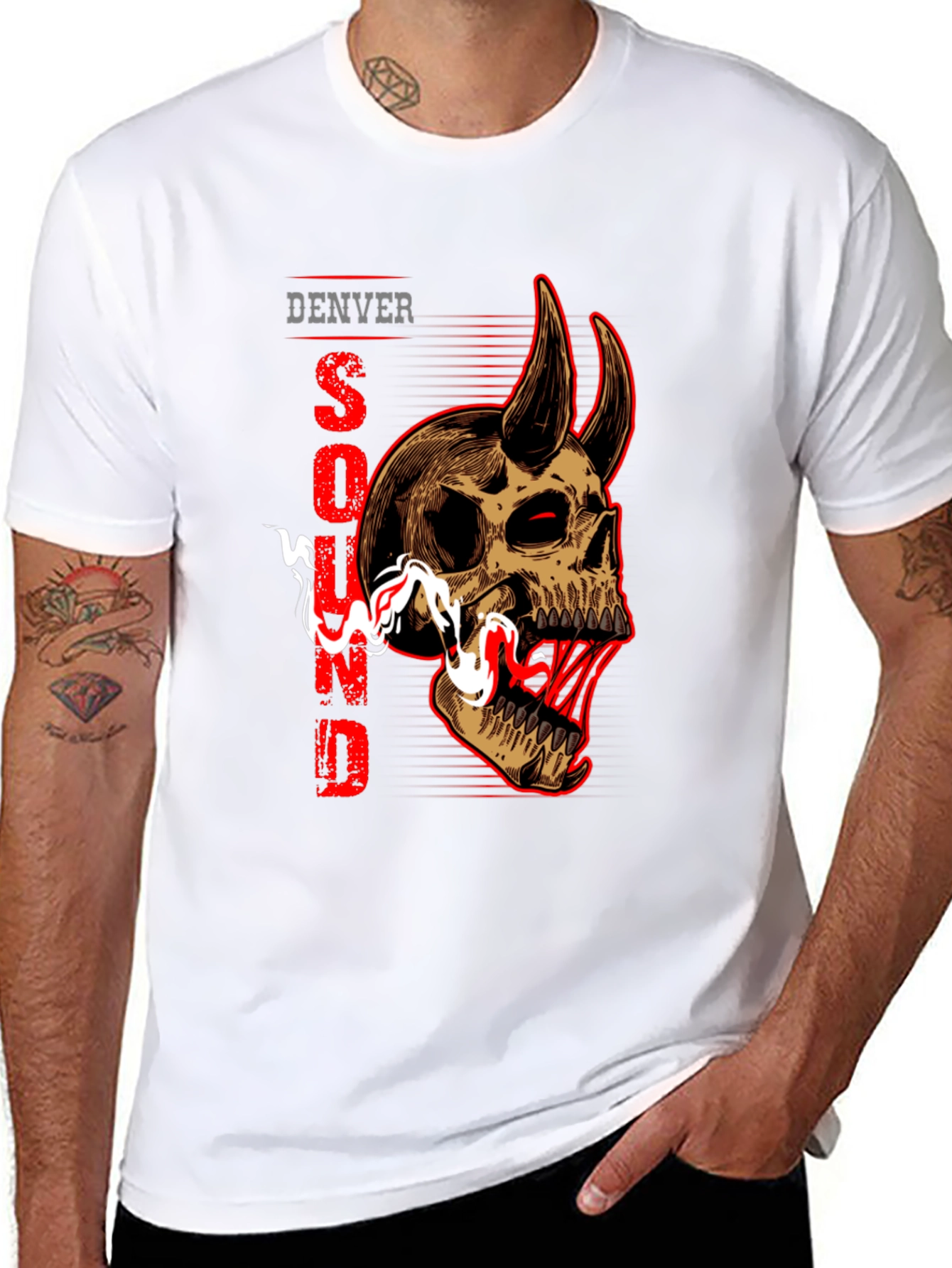Denver Sound Skull Graphic Tee - Mens Black T-Shirt