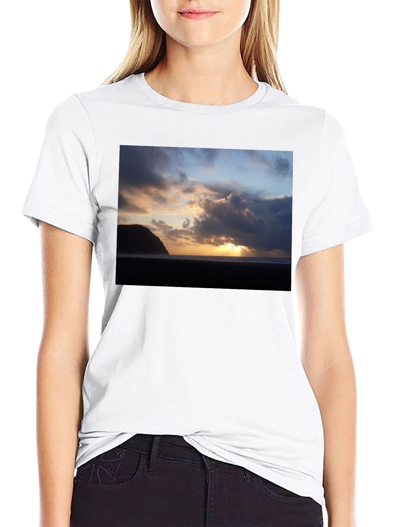 Beach Sunset Graphic Tee - Premium Black T-Shirt