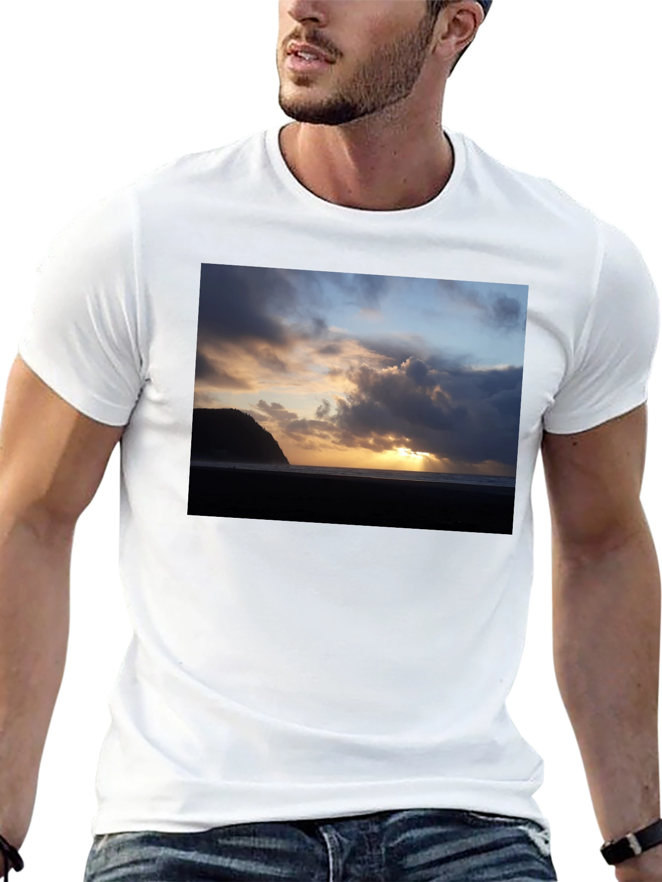 Beach Sunset Graphic Tee - Premium Black T-Shirt
