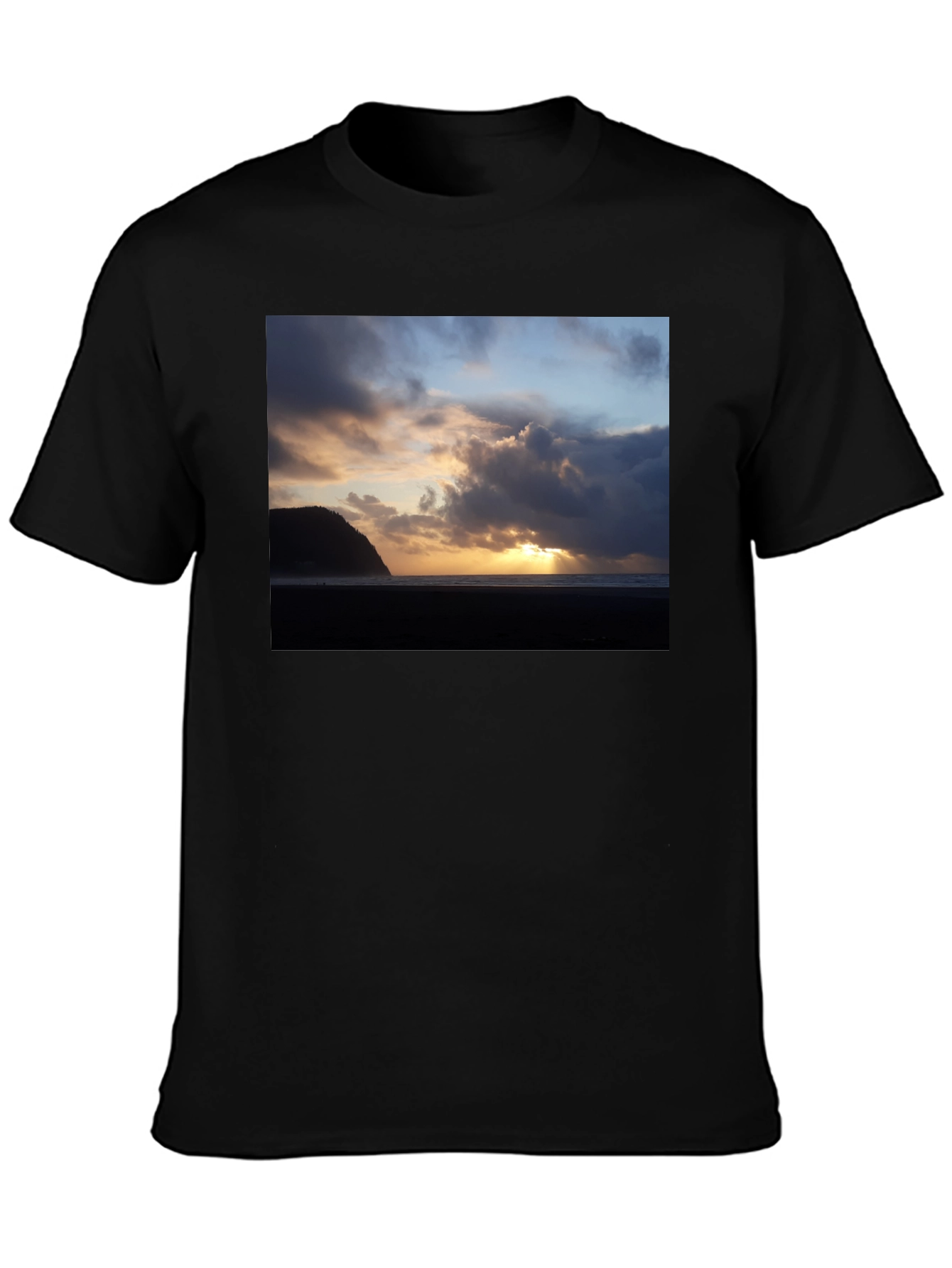 Beach Sunset Graphic Tee - Premium Black T-Shirt