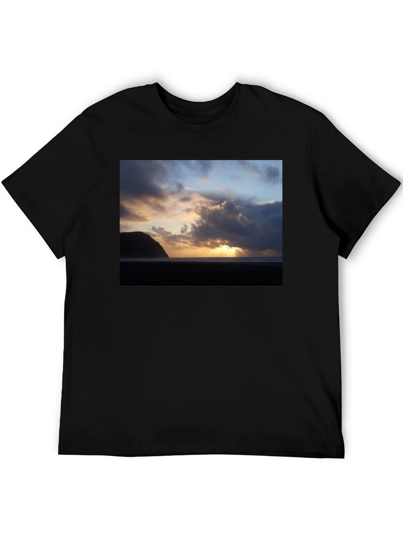 Beach Sunset Graphic Tee - Premium Black T-Shirt