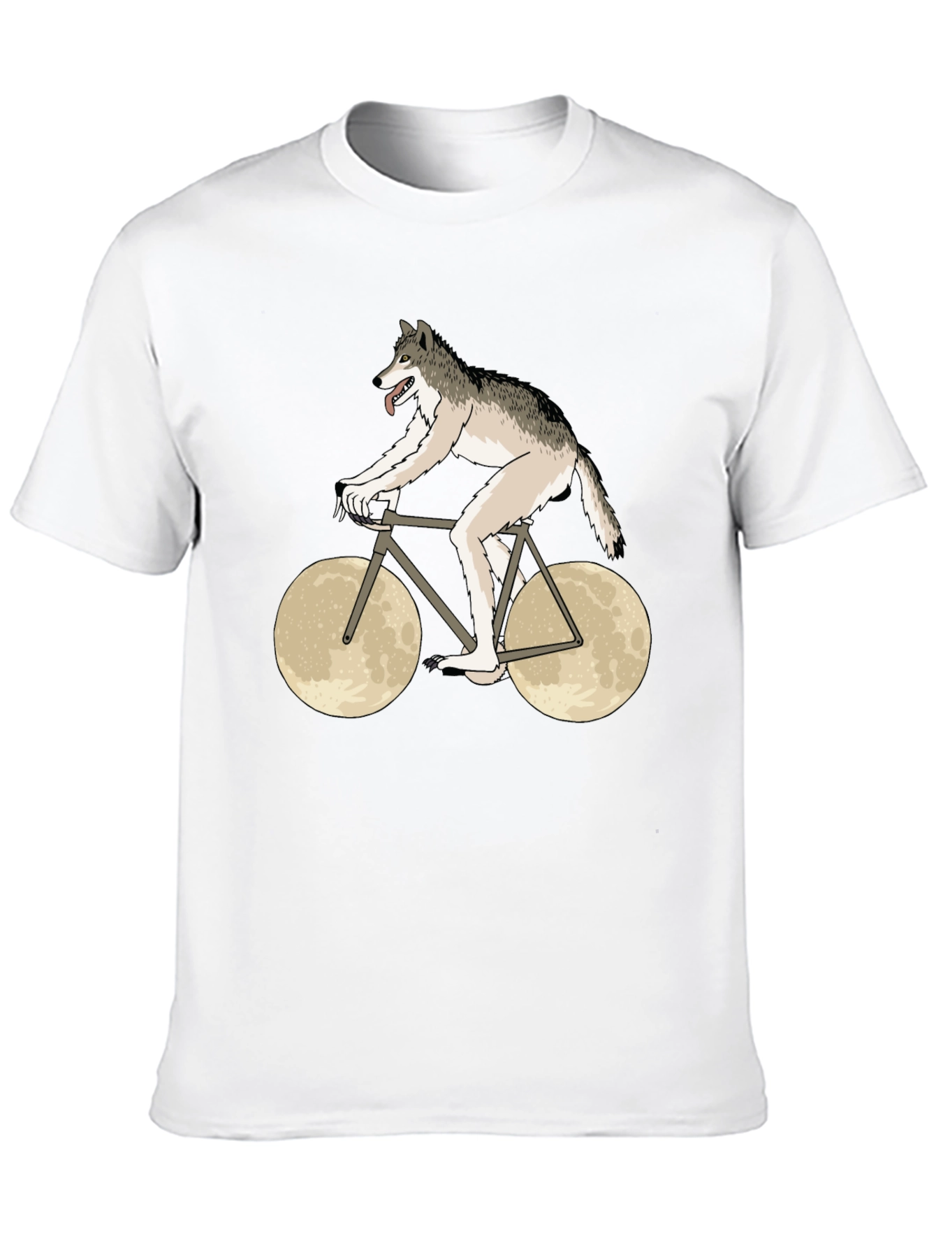 Wolf Riding Moon Bike Graphic T-Shirt