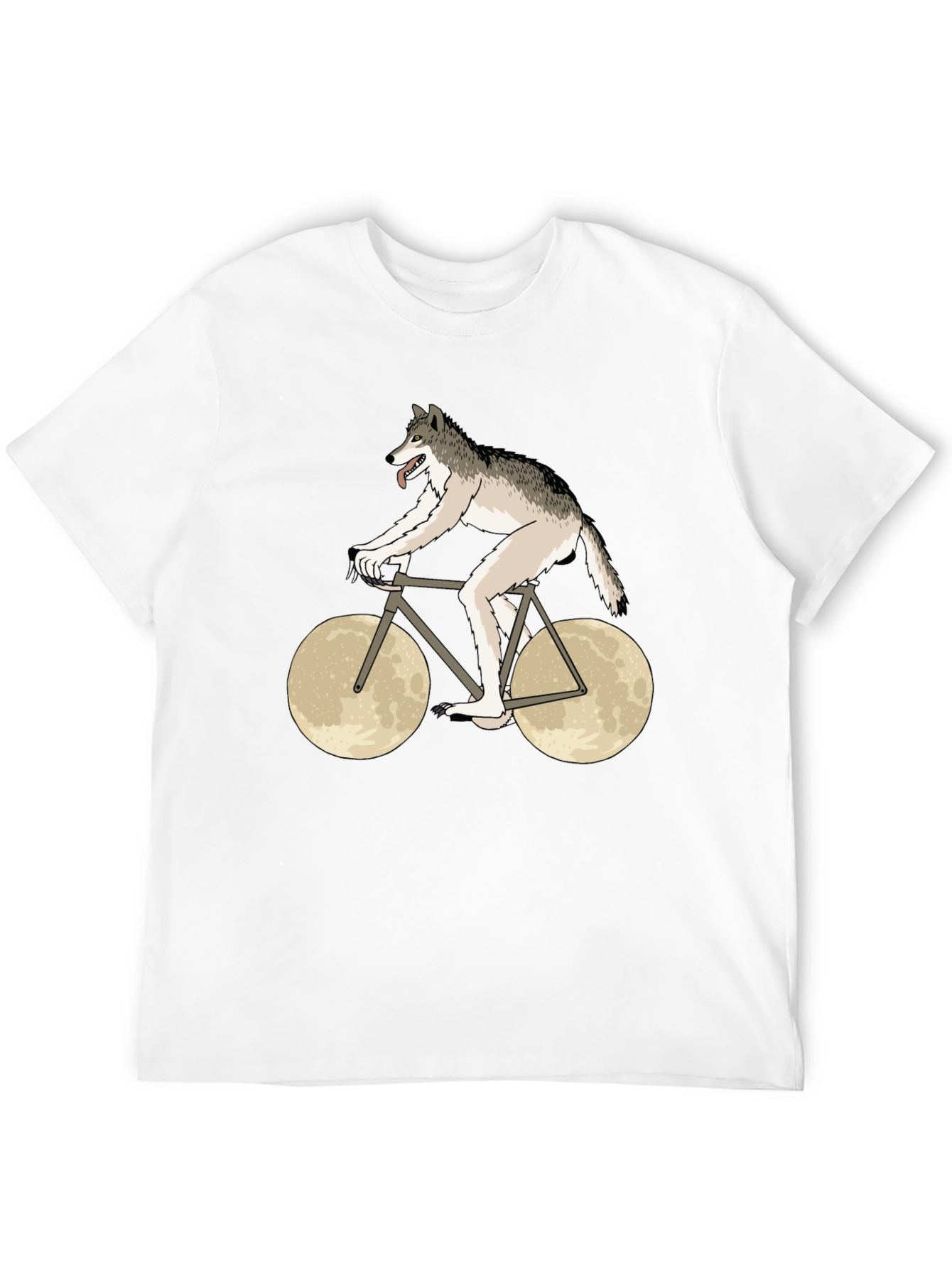 Wolf Riding Moon Bike Graphic T-Shirt