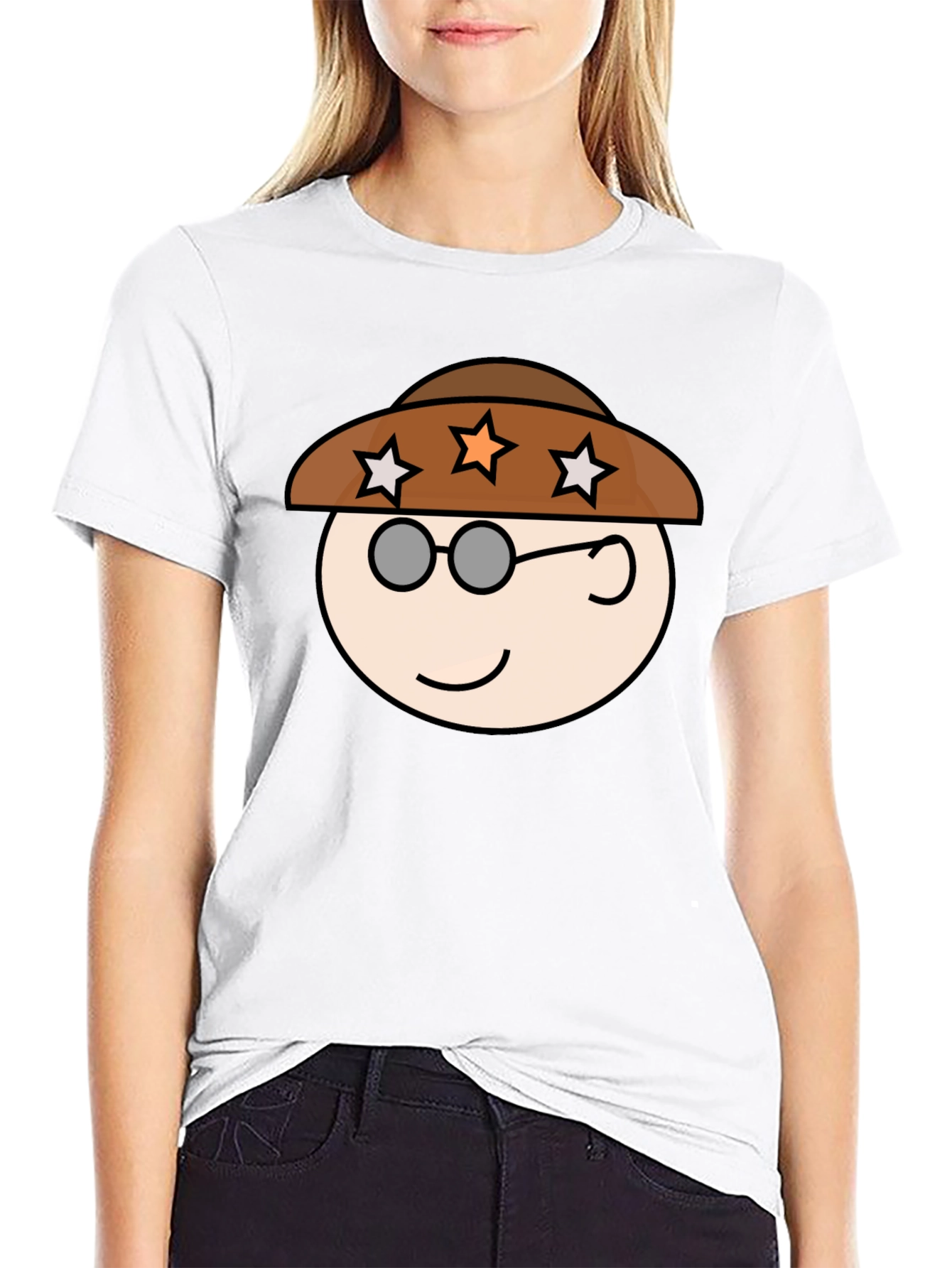 Novelty Cartoon Face Graphic Tee