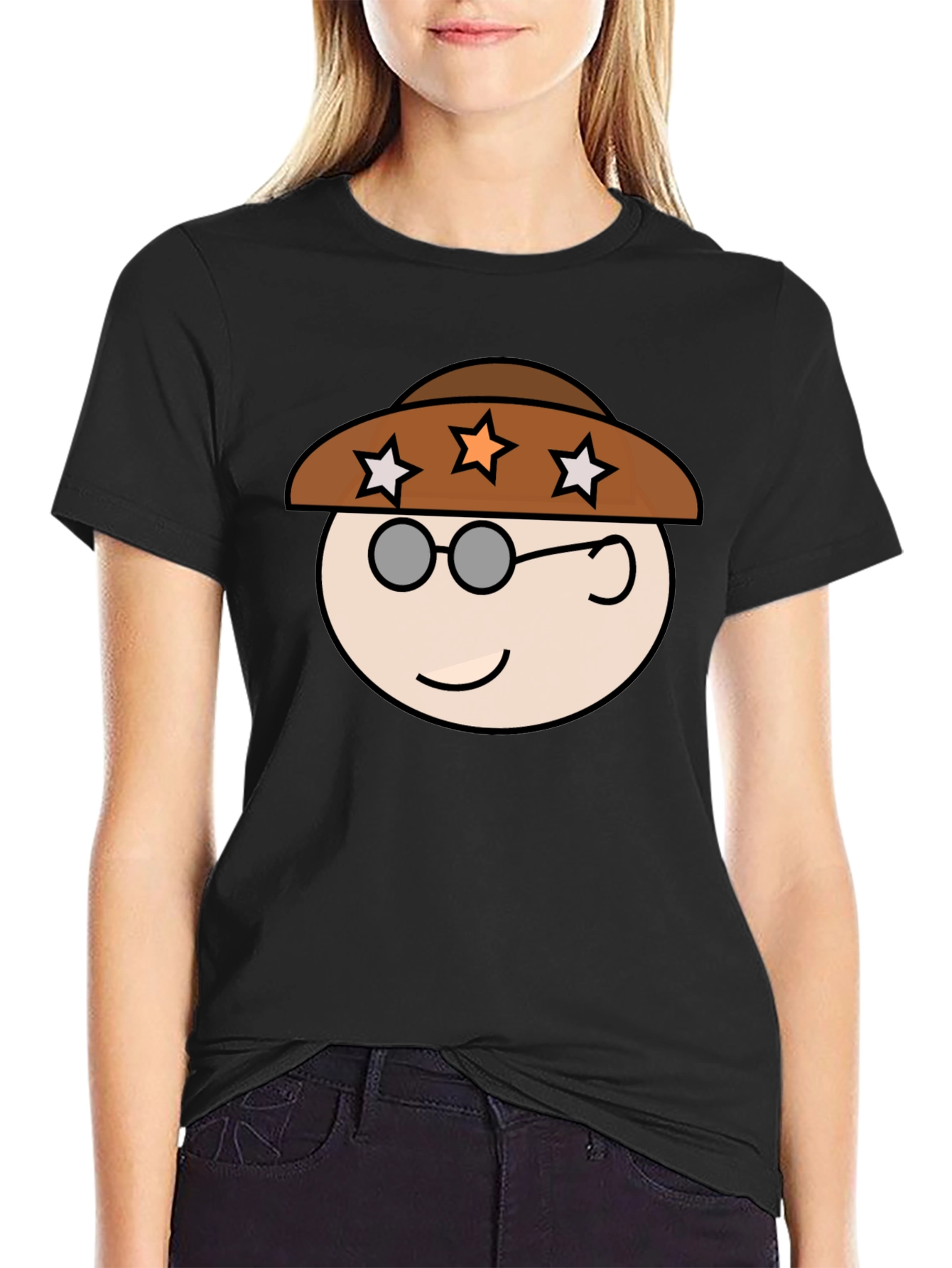 Novelty Cartoon Face Graphic Tee