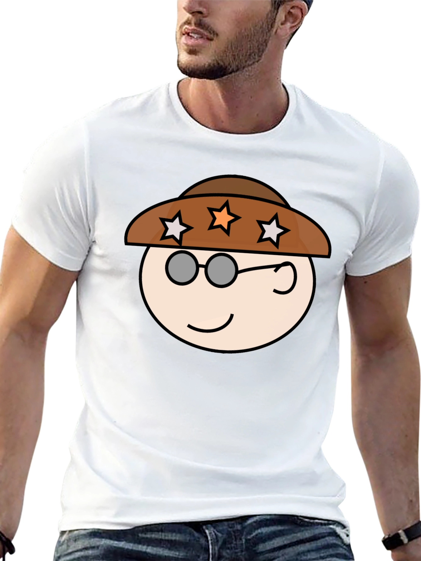 Novelty Cartoon Face Graphic Tee