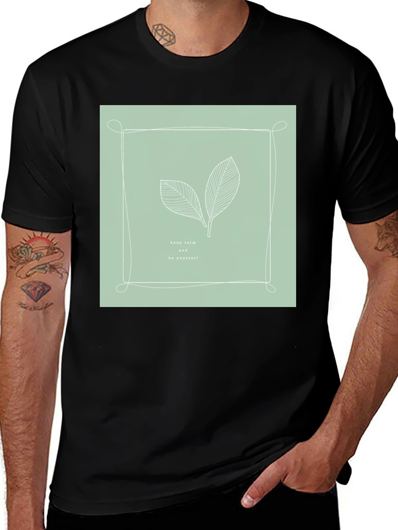 Keep Calm Tee - Minimalist Leaf Design