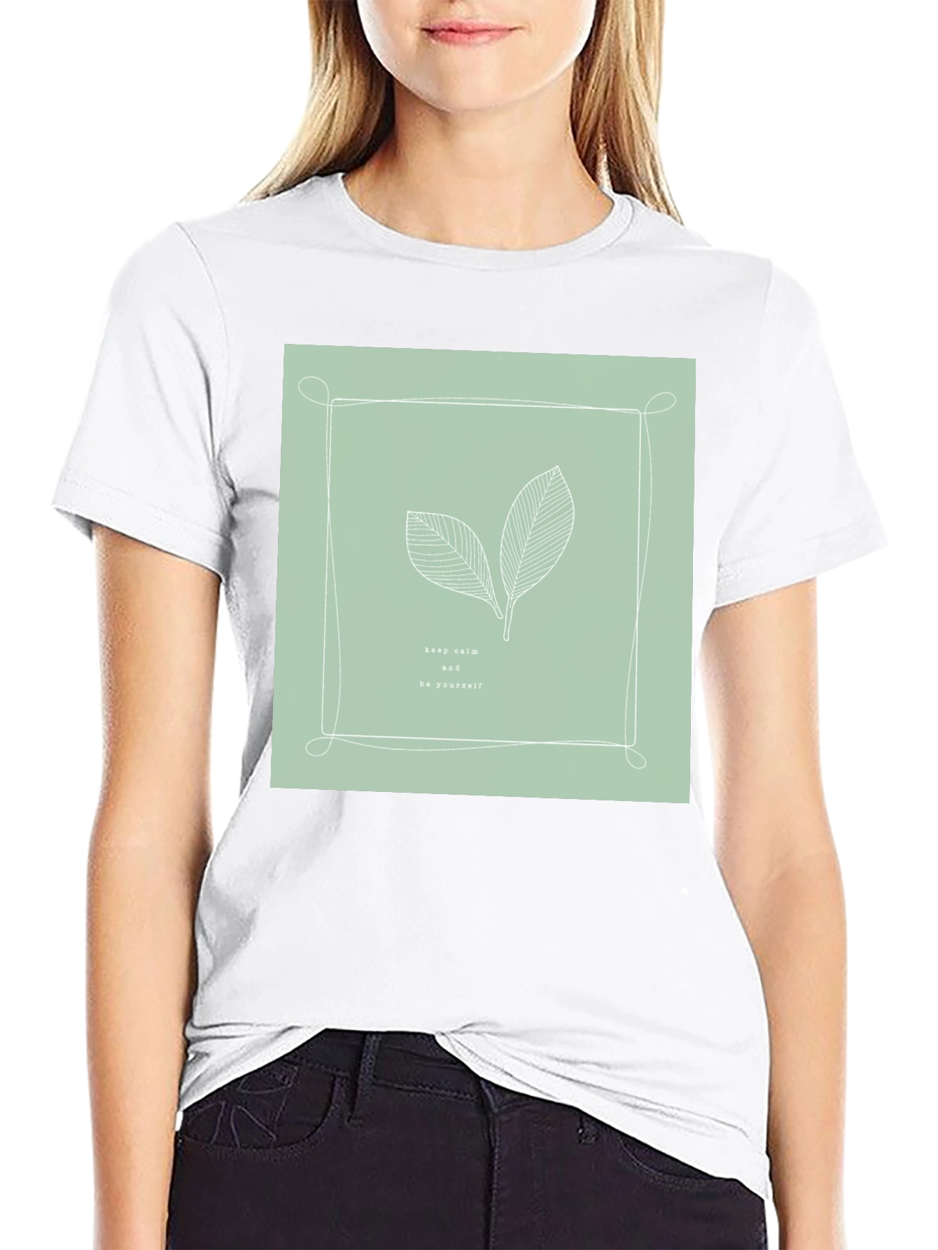 Keep Calm Tee - Minimalist Leaf Design
