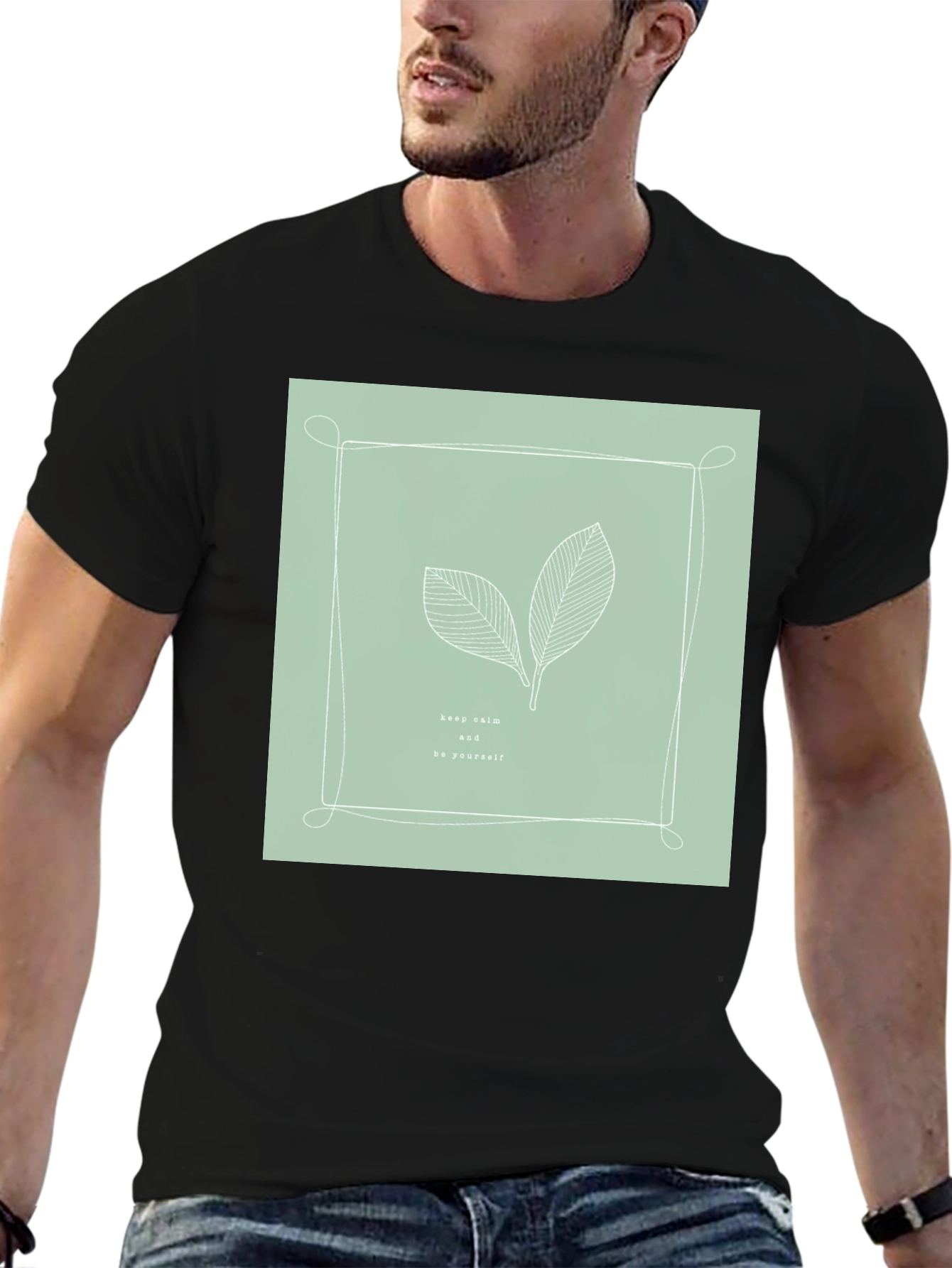 Keep Calm Tee - Minimalist Leaf Design