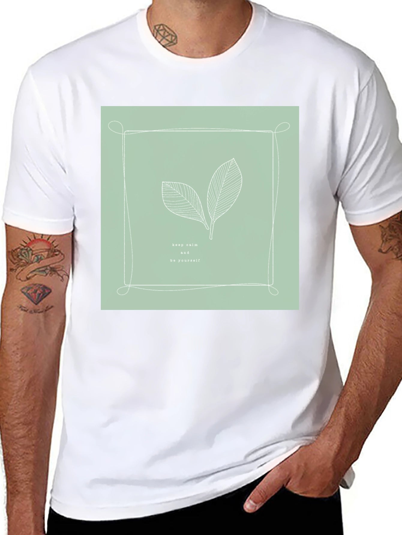 Keep Calm Tee - Minimalist Leaf Design