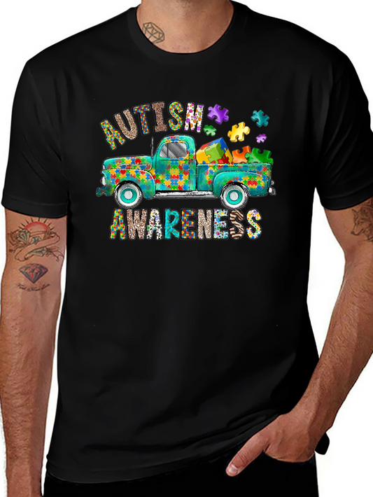 Autism Awareness Puzzle Truck Graphic Tee