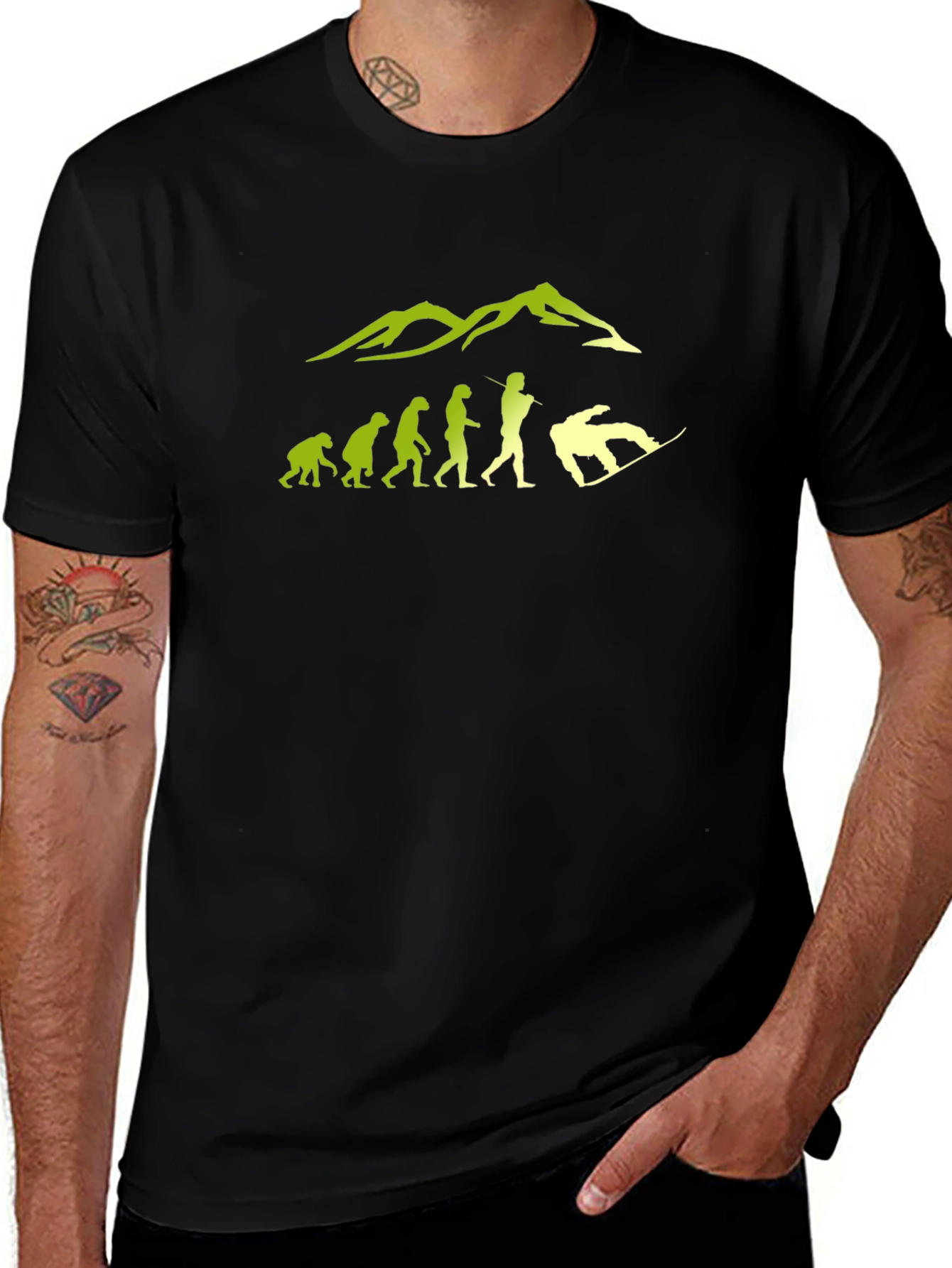 Snowboard Evolution T-Shirt - Black Graphic Tee