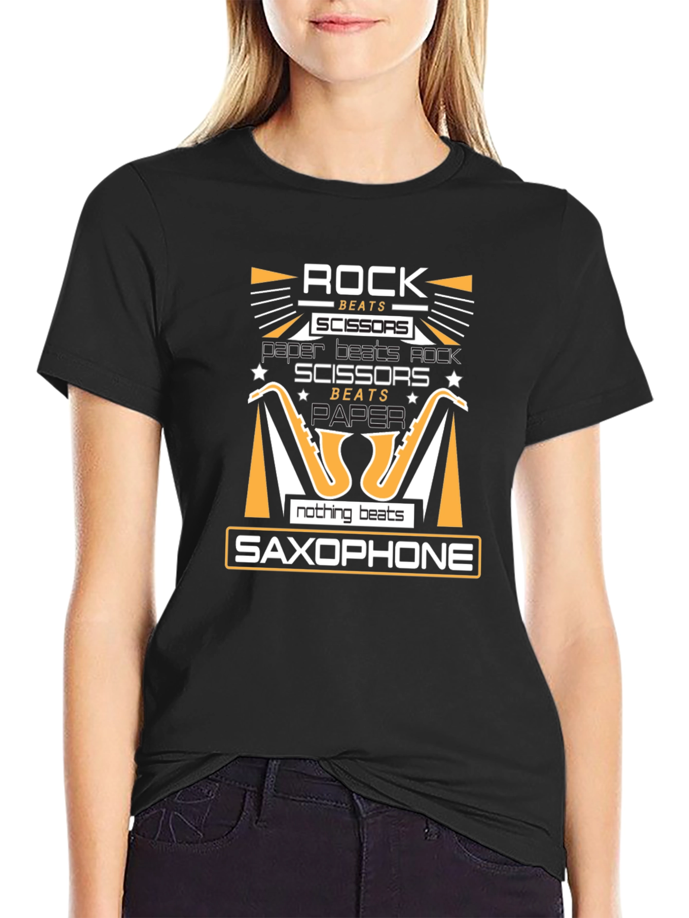 Rock Paper Scissors Saxophone Graphic Tee