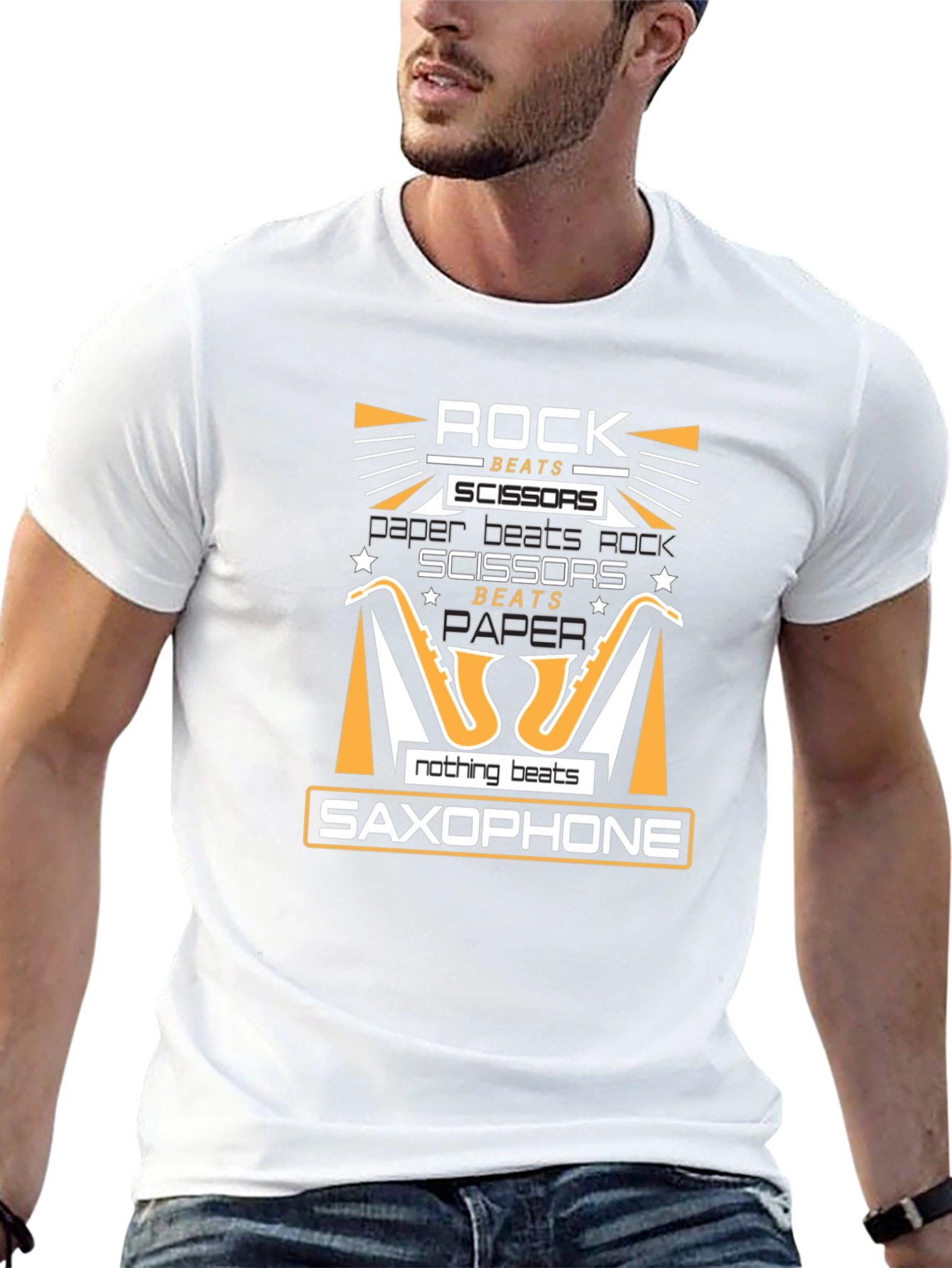 Rock Paper Scissors Saxophone Graphic Tee