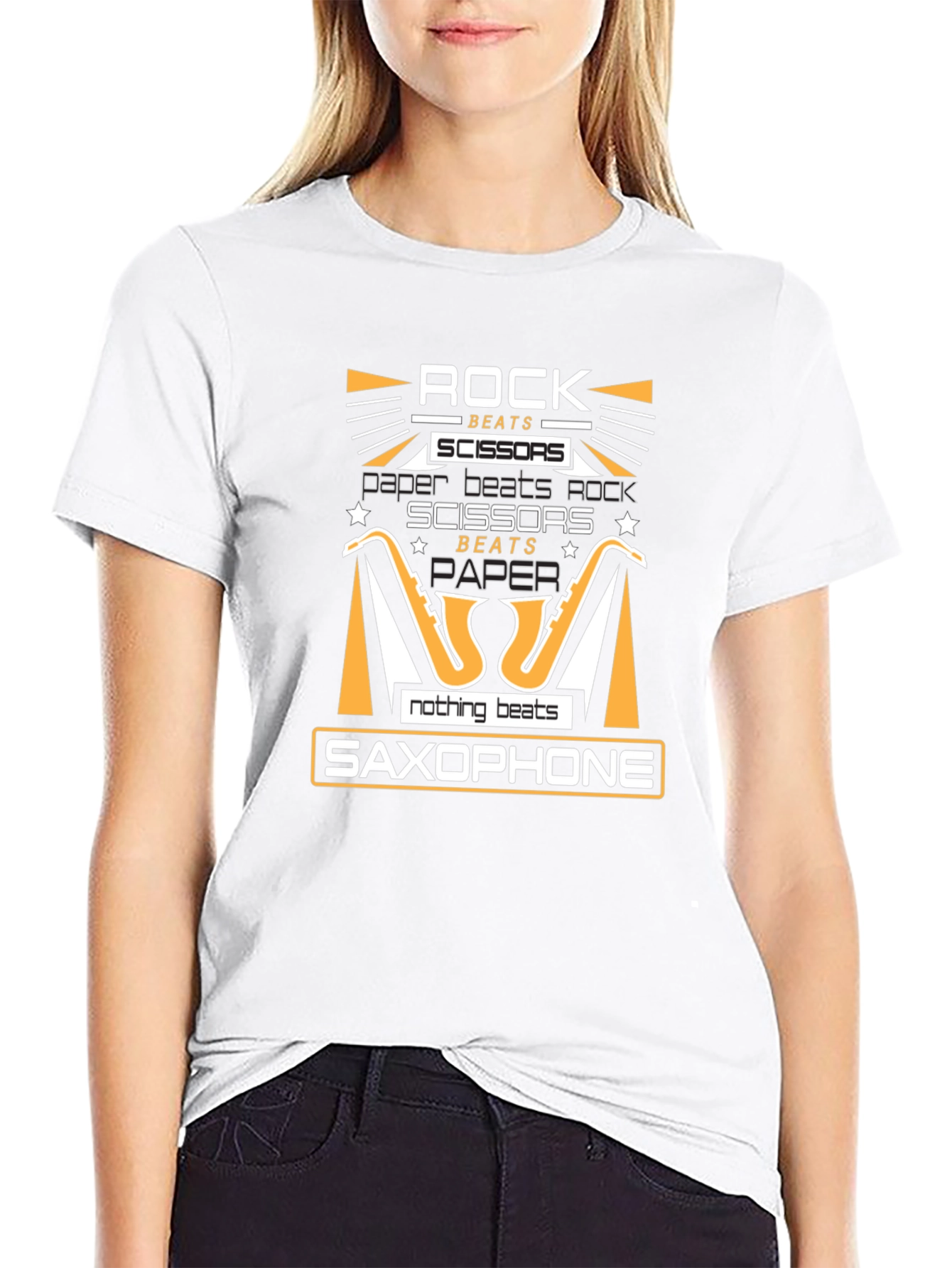 Rock Paper Scissors Saxophone Graphic Tee