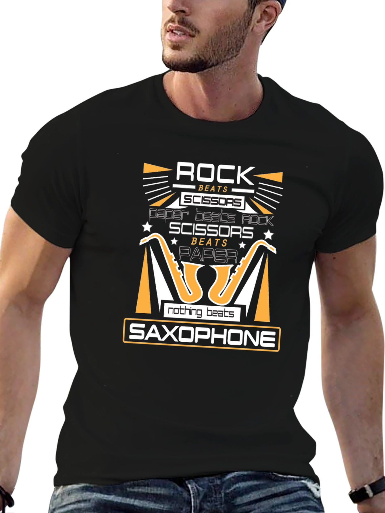 Rock Paper Scissors Saxophone Graphic Tee