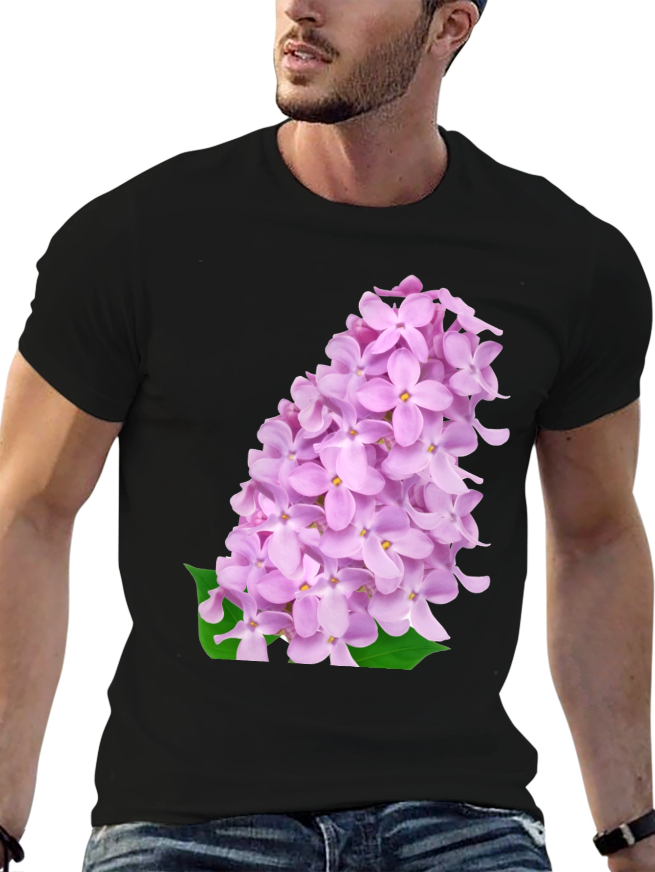 Lilac Blossom Black T-Shirt
