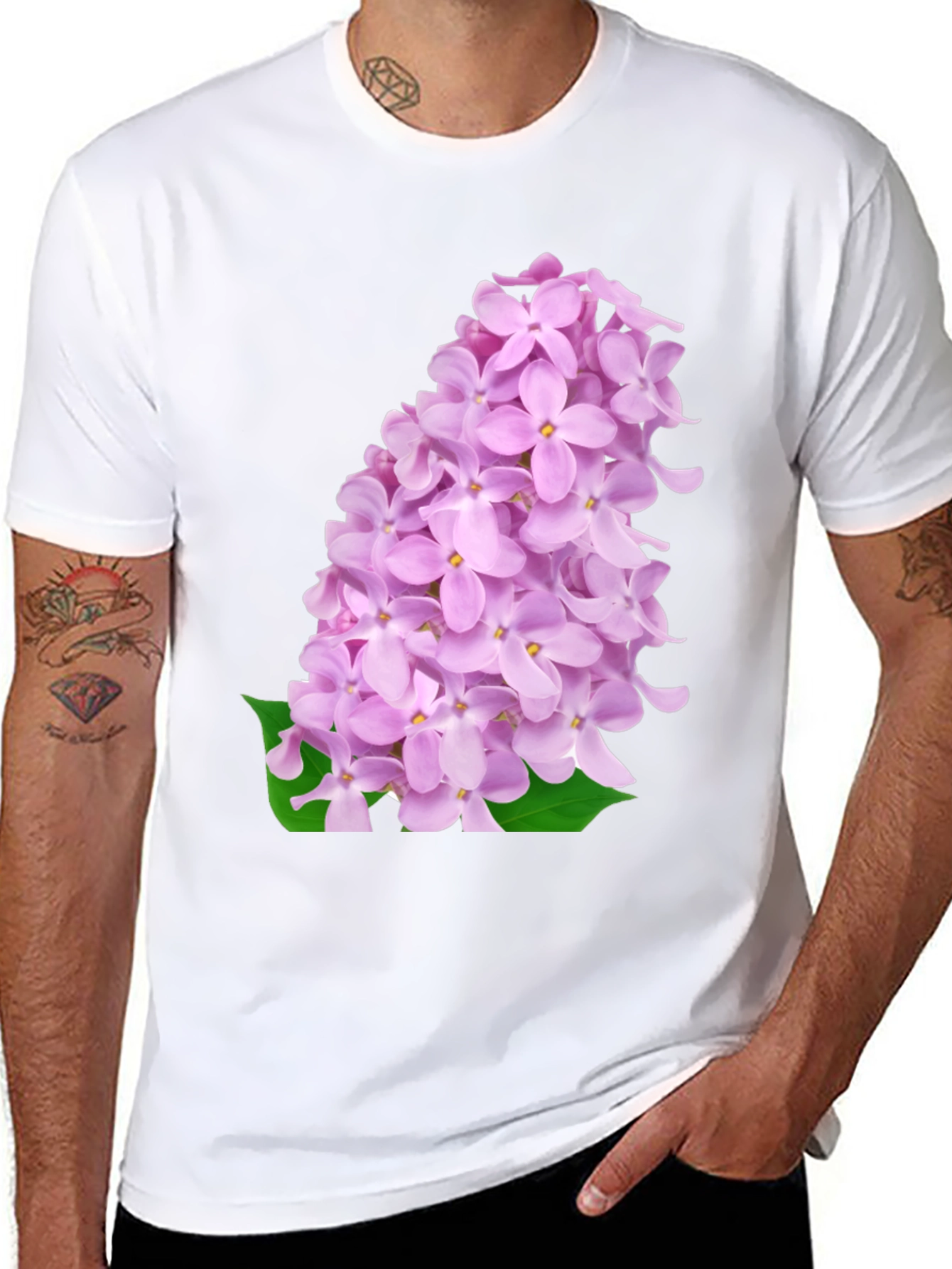 Lilac Blossom Black T-Shirt