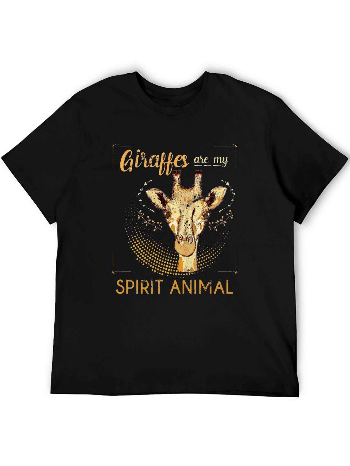 Giraffe Spirit Animal Graphic Tee - Black Cotton T-Shirt