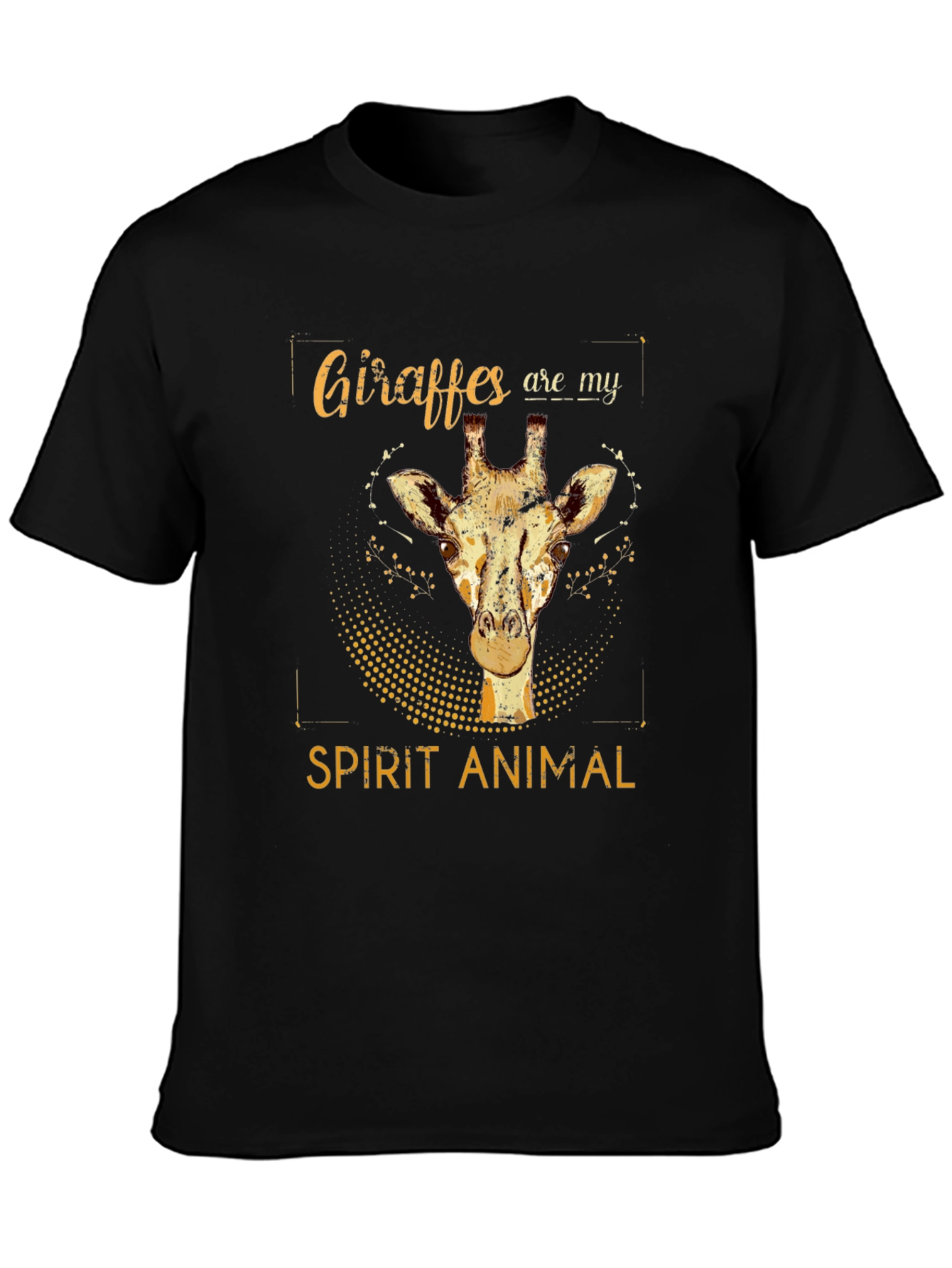 Giraffe Spirit Animal Graphic Tee - Black Cotton T-Shirt