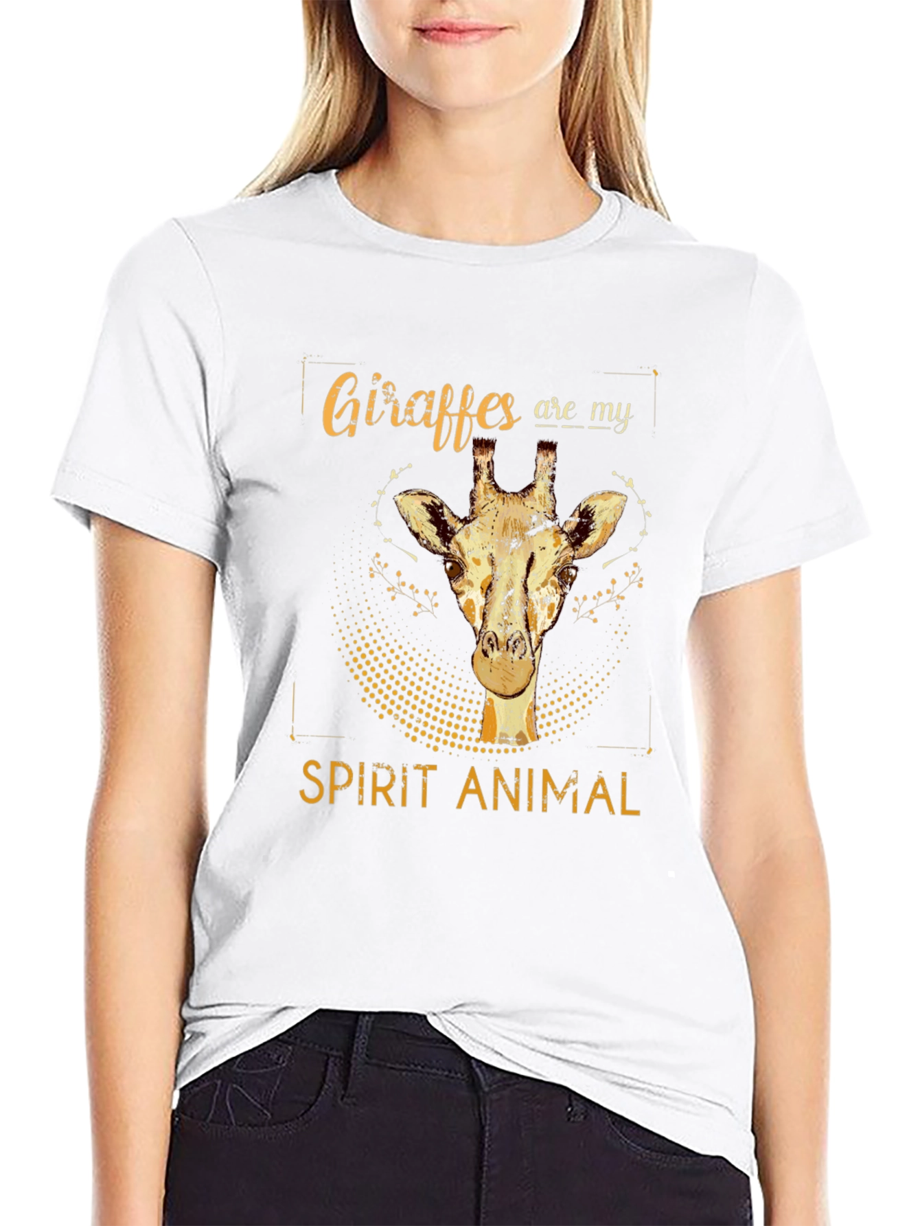 Giraffe Spirit Animal Graphic Tee - Black Cotton T-Shirt