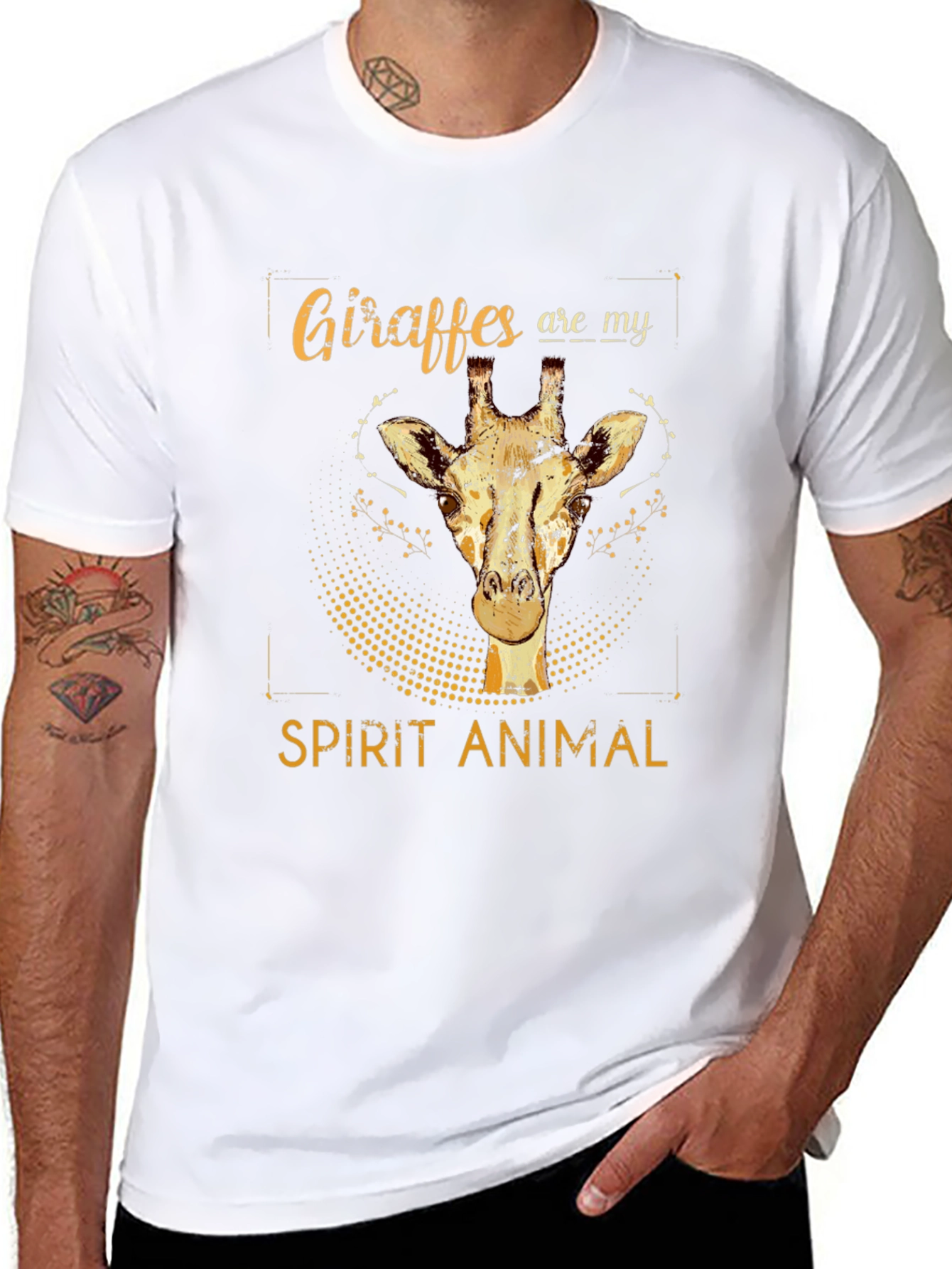 Giraffe Spirit Animal Graphic Tee - Black Cotton T-Shirt