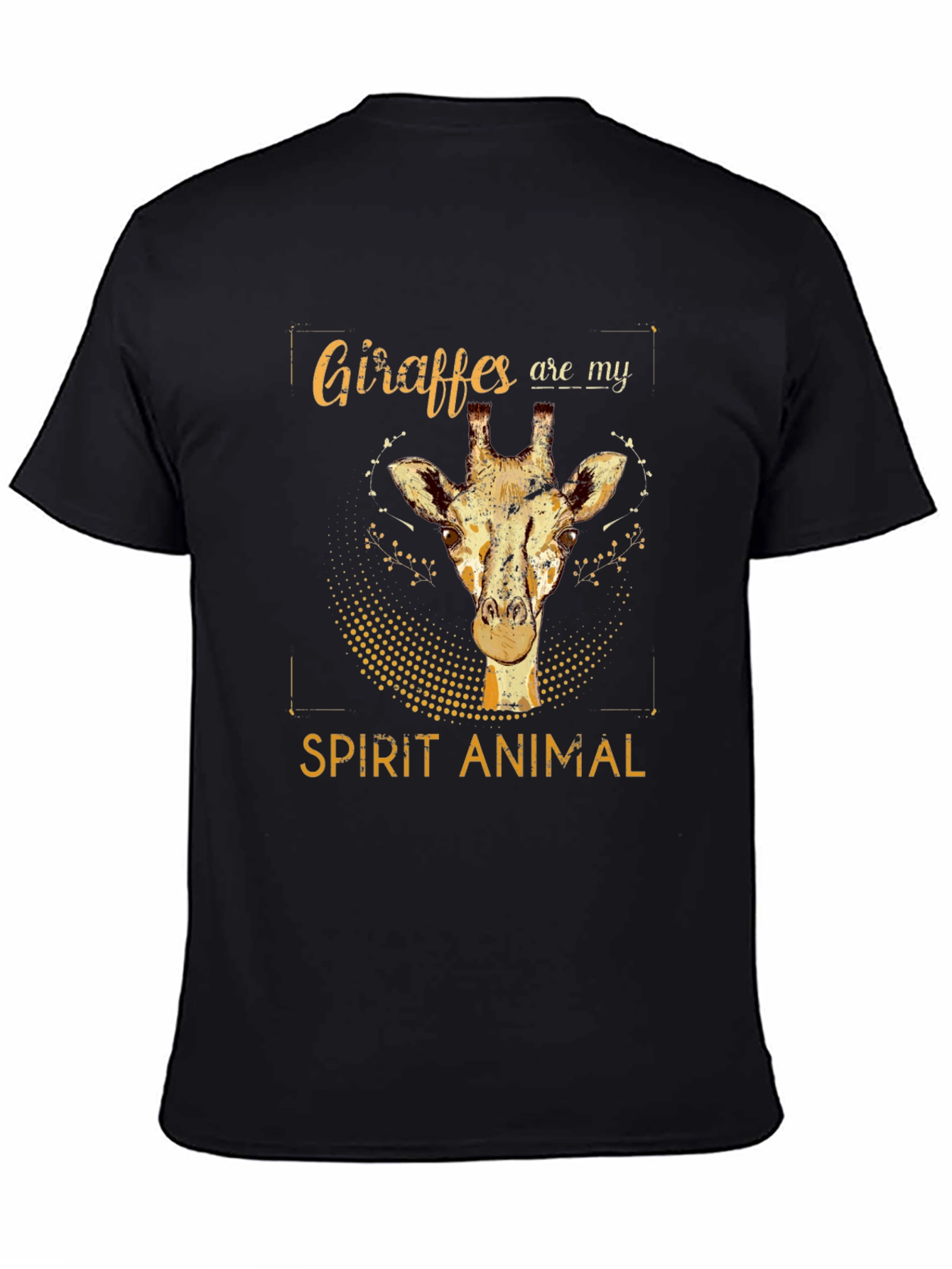 Giraffe Spirit Animal Graphic Tee - Black Cotton T-Shirt