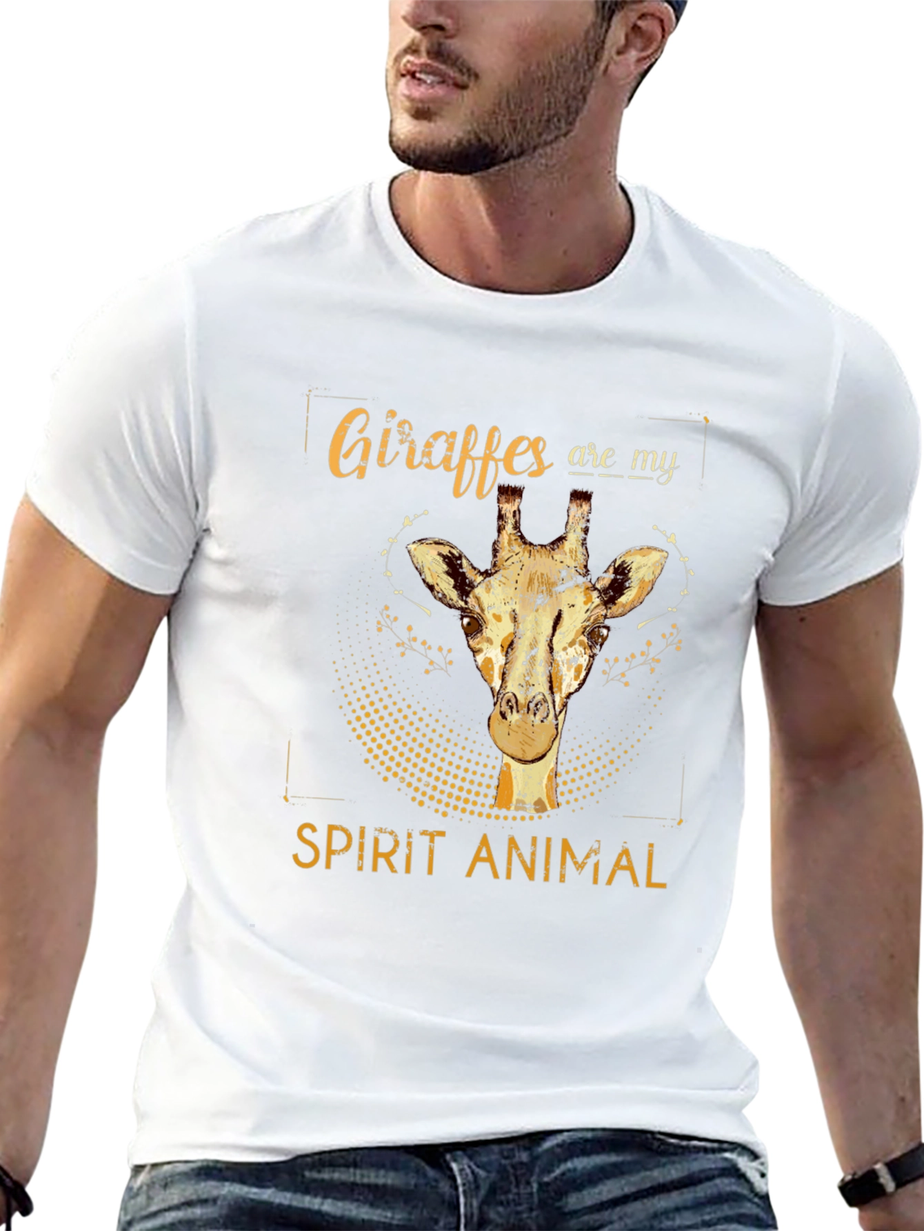 Giraffe Spirit Animal Graphic Tee - Black Cotton T-Shirt