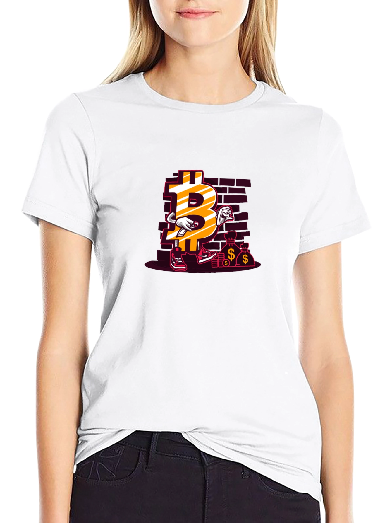 Bitcoin Cartoon Black T-shirt