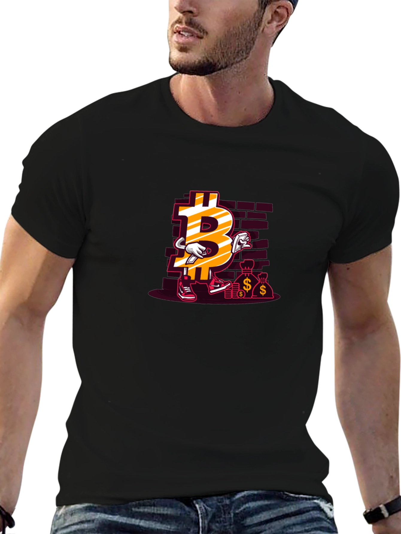 Bitcoin Cartoon Black T-shirt
