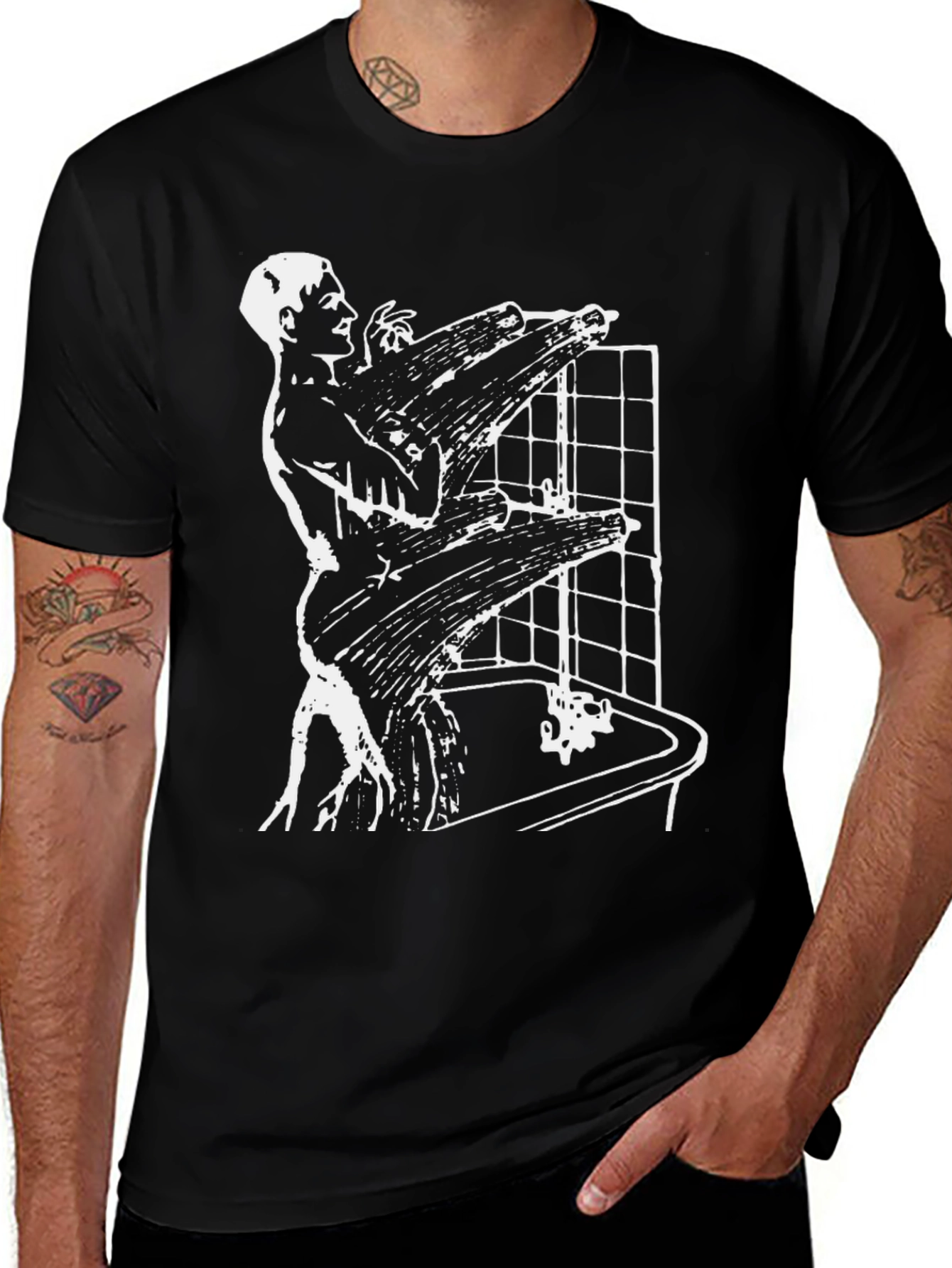 Abstract Shower Scene Black T-Shirt