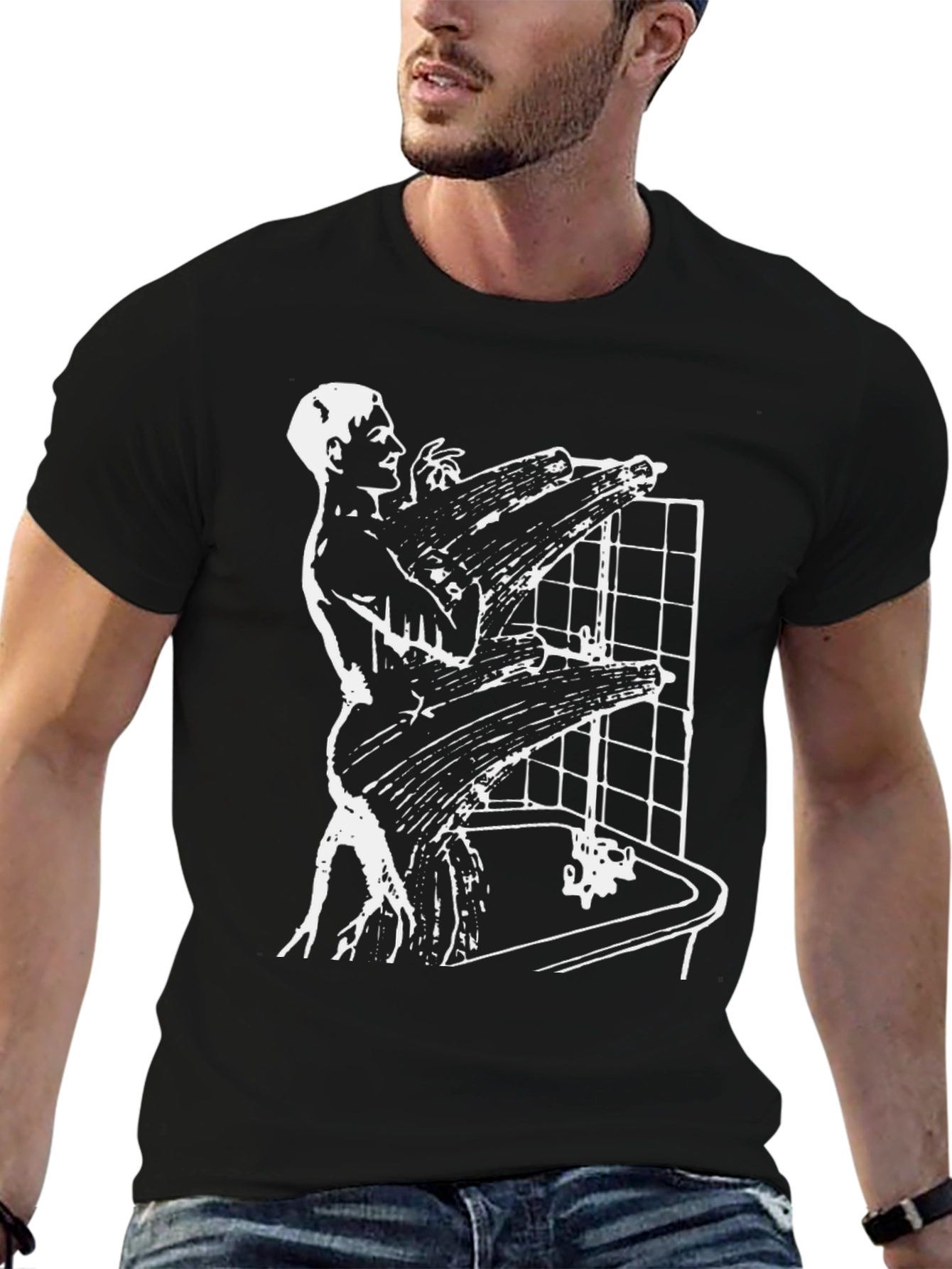 Abstract Shower Scene Black T-Shirt