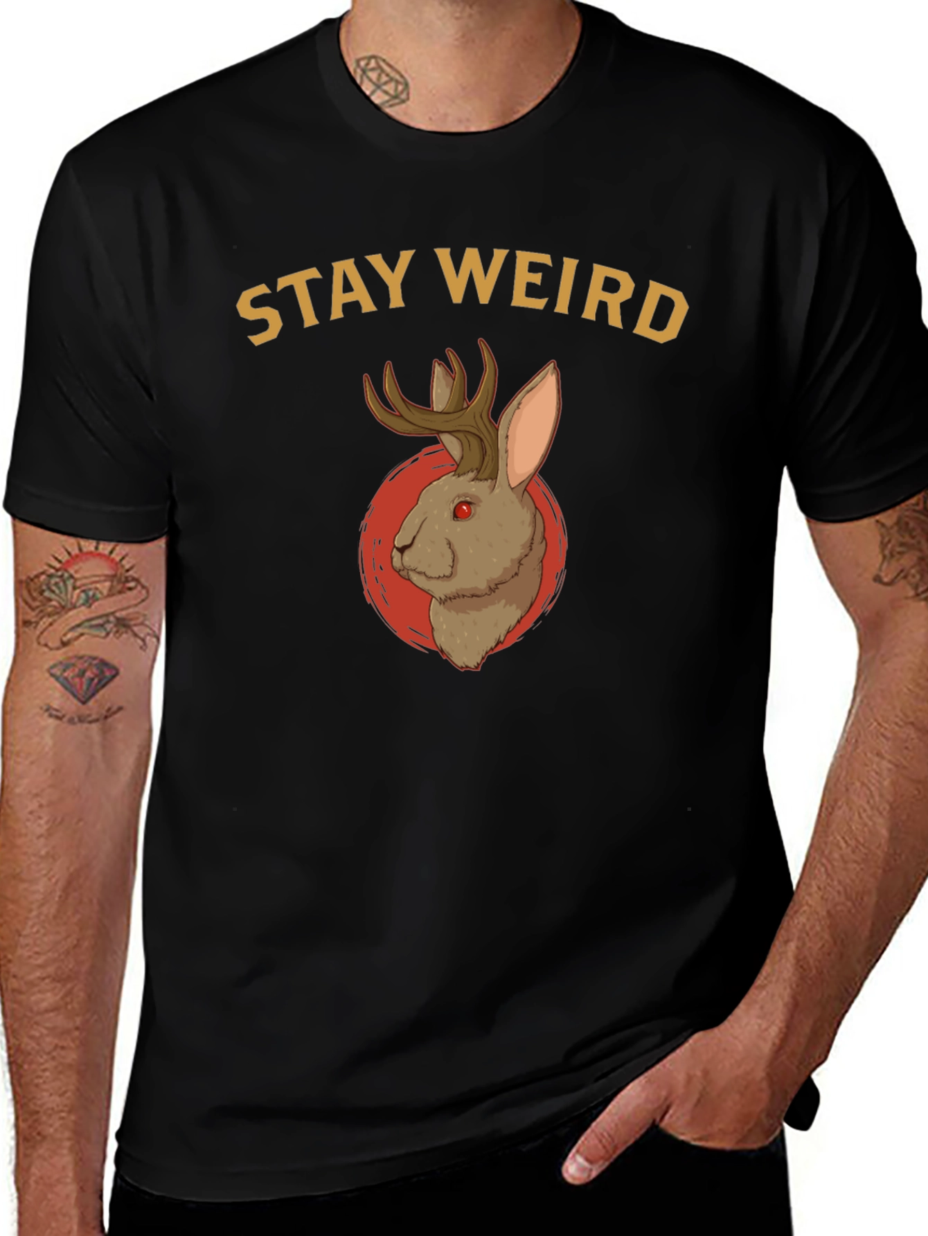 Stay Weird Jackalope T-Shirt - Novelty Graphic Tee