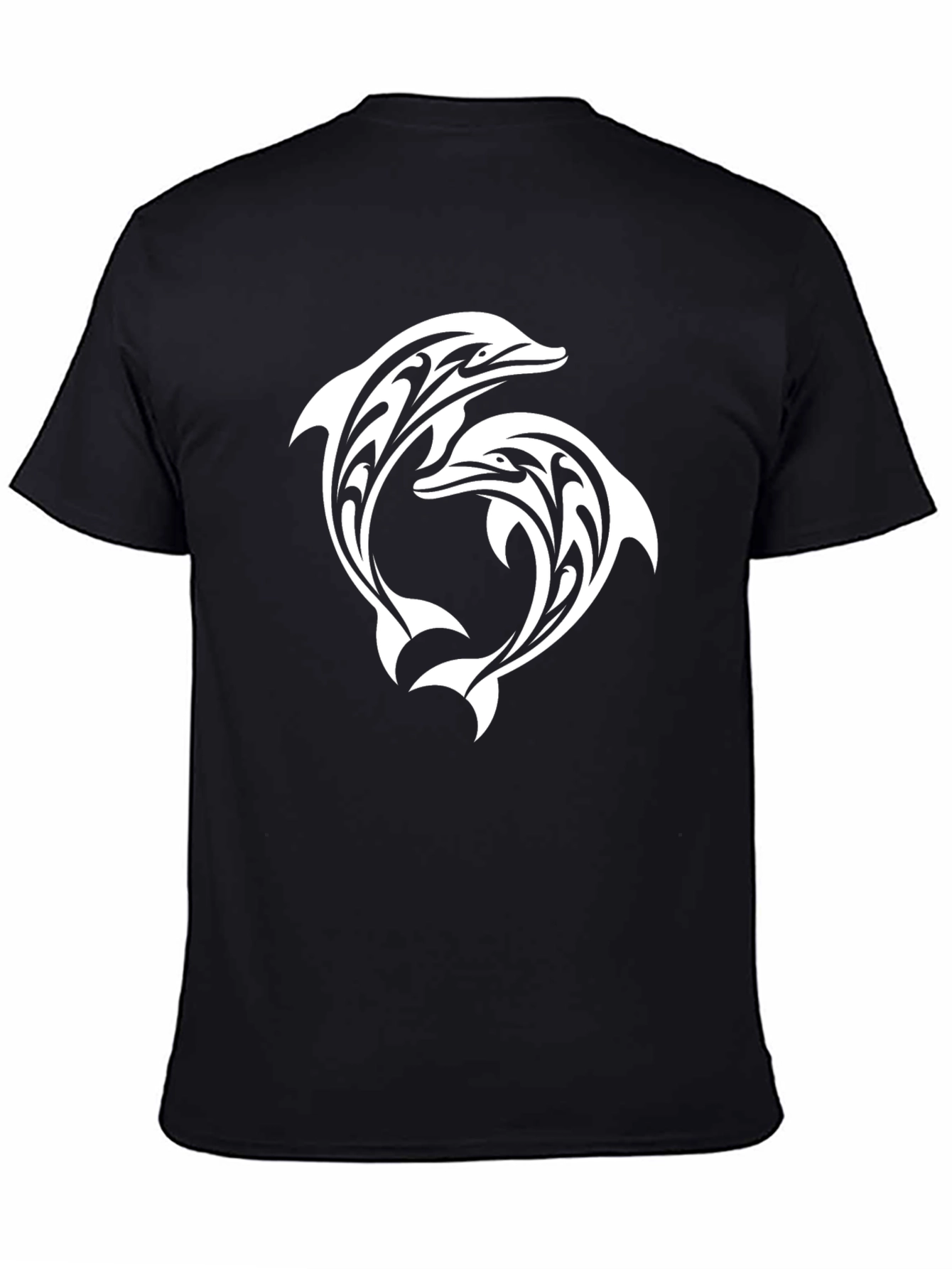 Tribal Dolphin Graphic Black T-Shirt