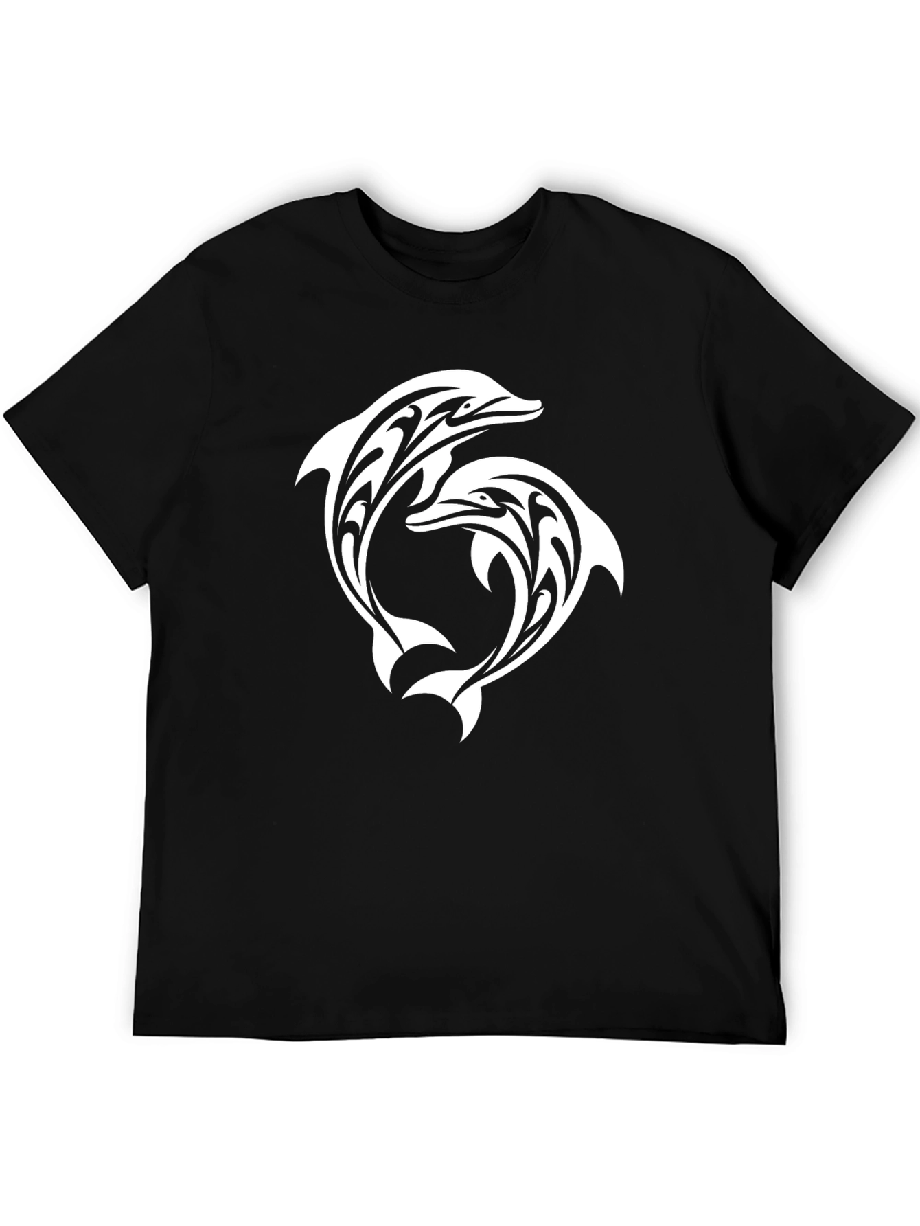 Tribal Dolphin Graphic Black T-Shirt