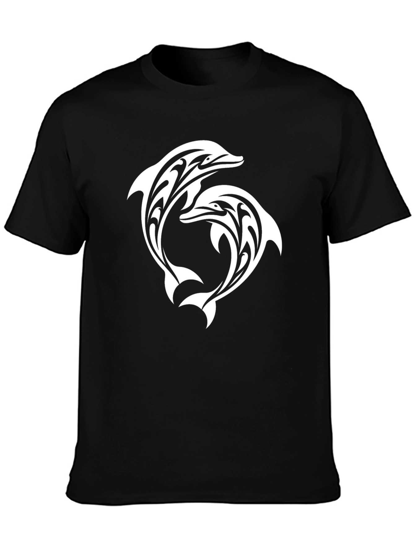 Tribal Dolphin Graphic Black T-Shirt
