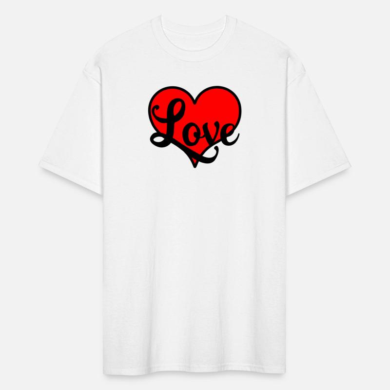 Red heart with decorative letters text 'Love'