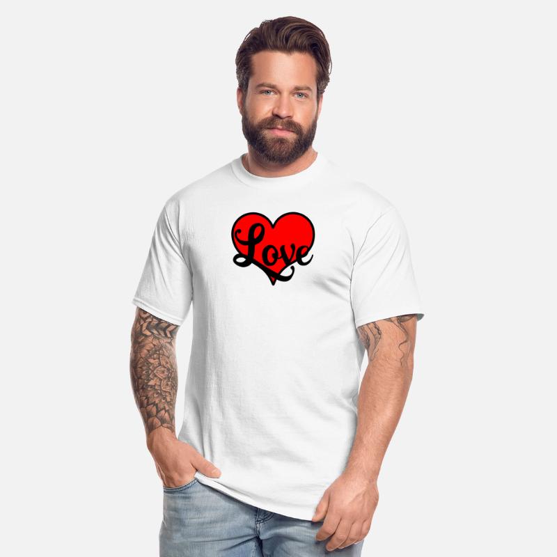 Red heart with decorative letters text 'Love'