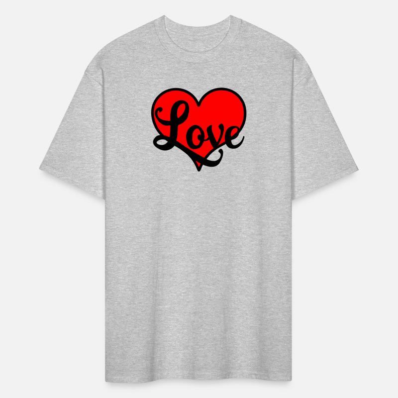 Red heart with decorative letters text 'Love'