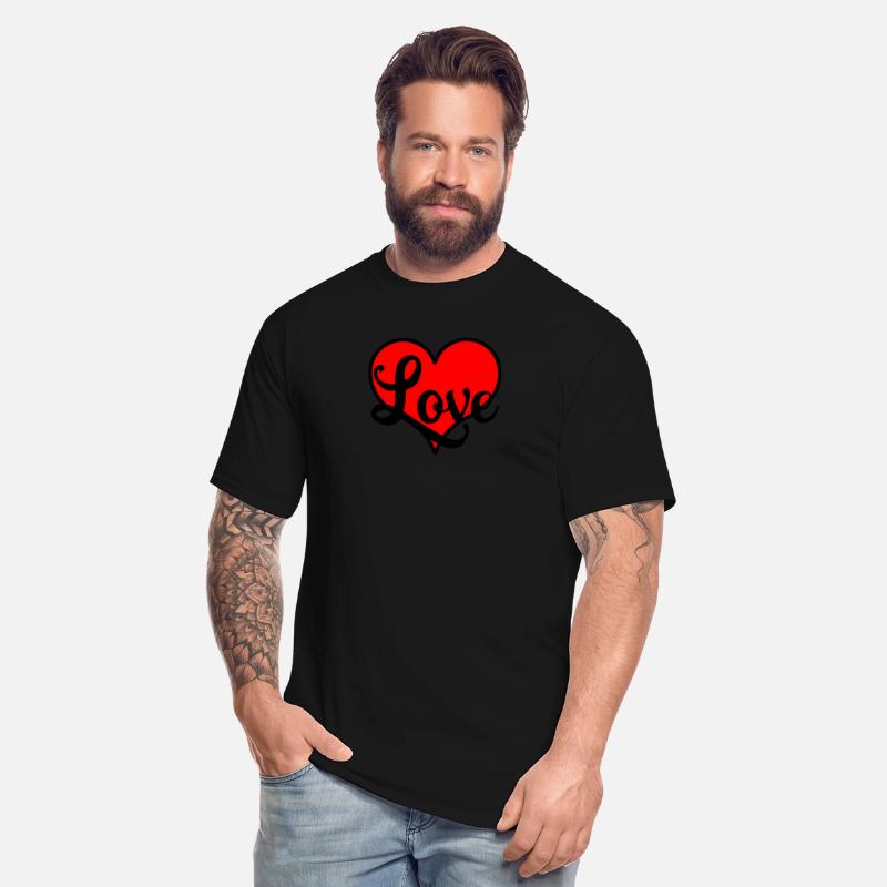 Red heart with decorative letters text 'Love'