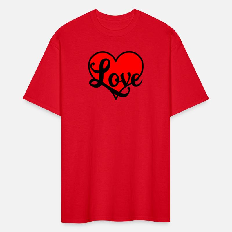 Red heart with decorative letters text 'Love'