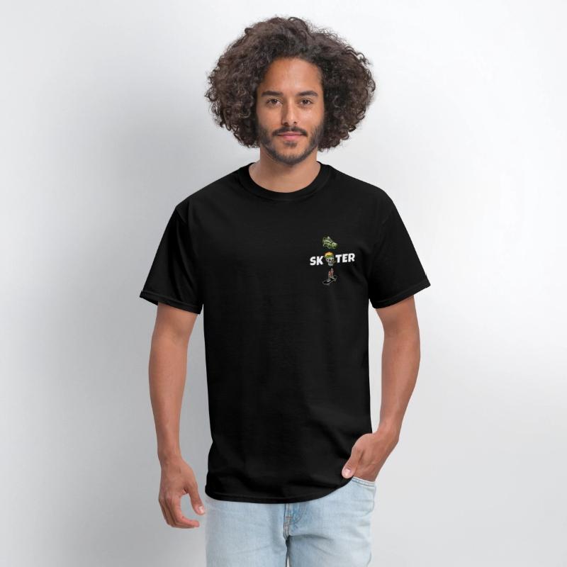 Retro Skull Skate Board Old Fashion T-Shirt