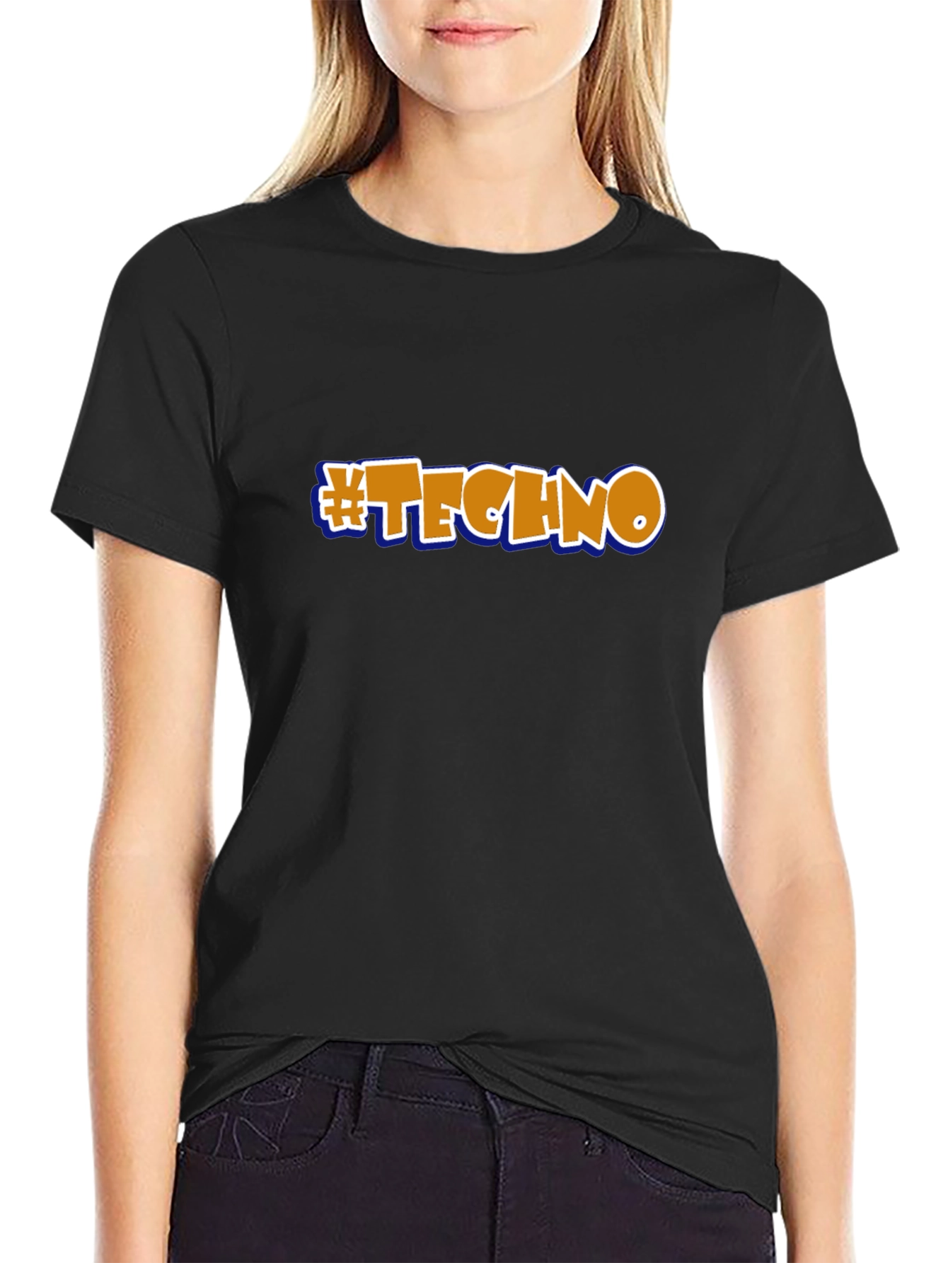 Techno Graphic T-Shirt - Black Crew Neck Tee