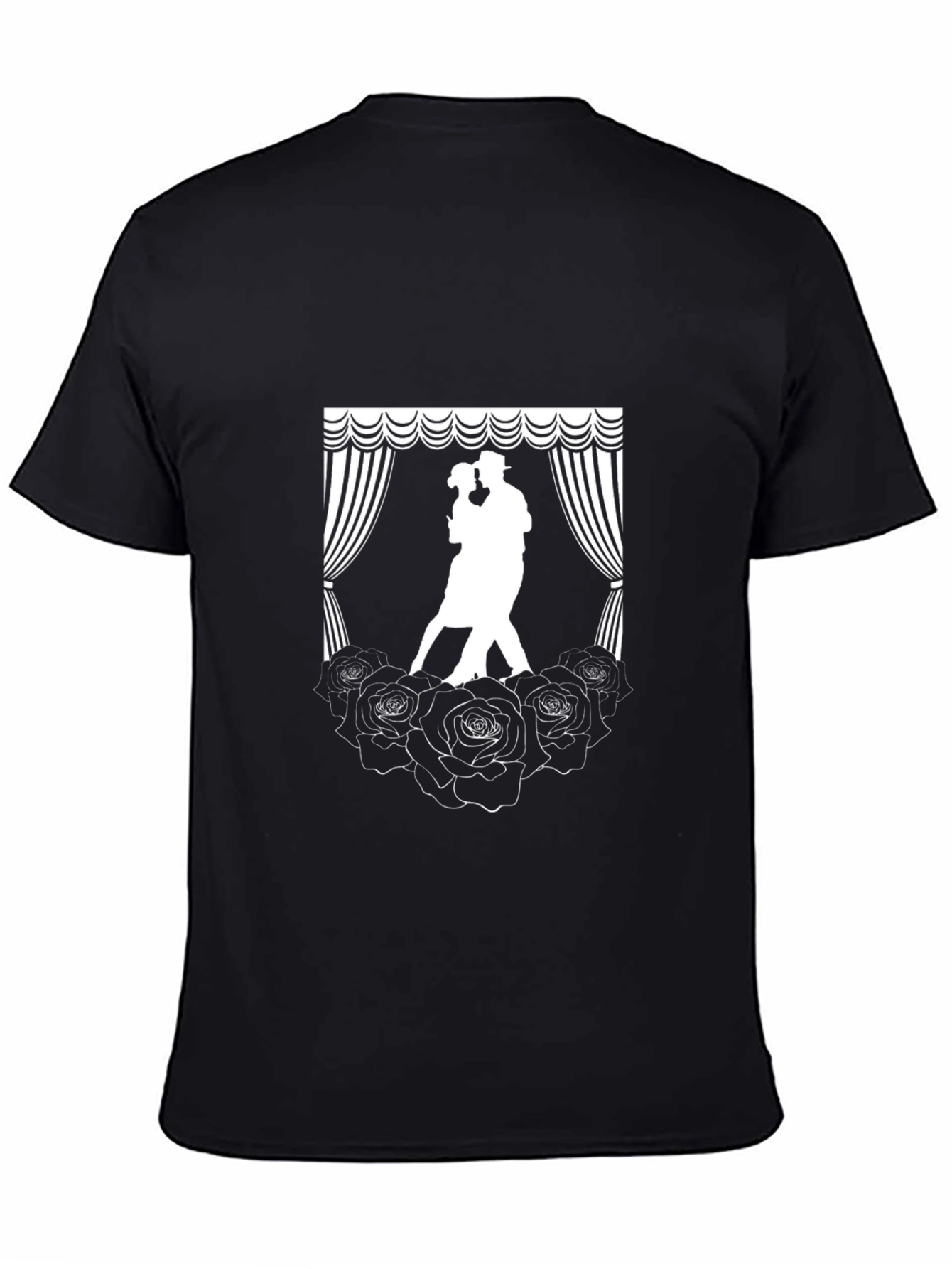 Tango Dance Roses Graphic Black T-Shirt
