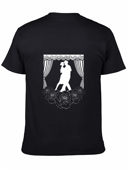 Tango Dance Roses Graphic Black T-Shirt