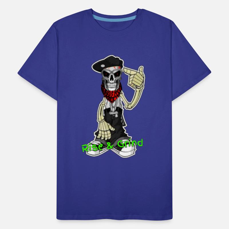 RISE AND GRIND SKELETON MAN LOGO DESIGNED BY CON