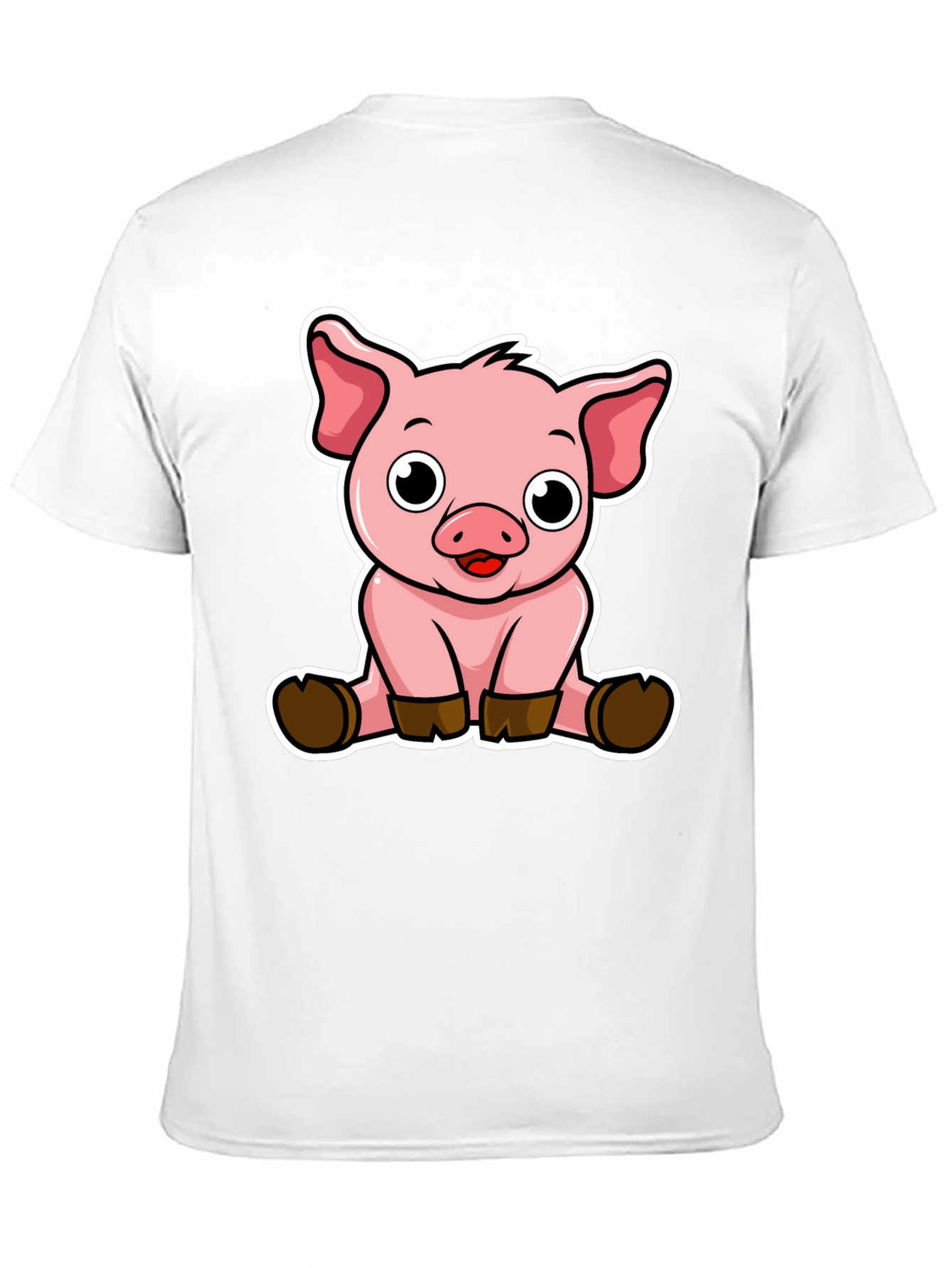 Cute Pig Graphic Tee - Black Cotton T-Shirt